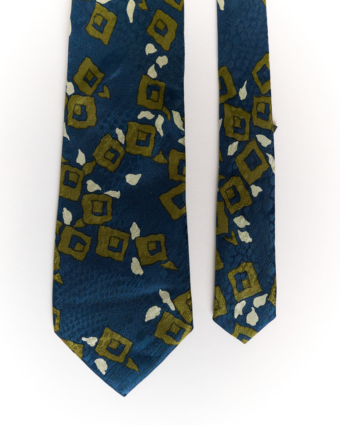 Cerruti Blue and Green Sqaure Print Vintage Silk Tie
