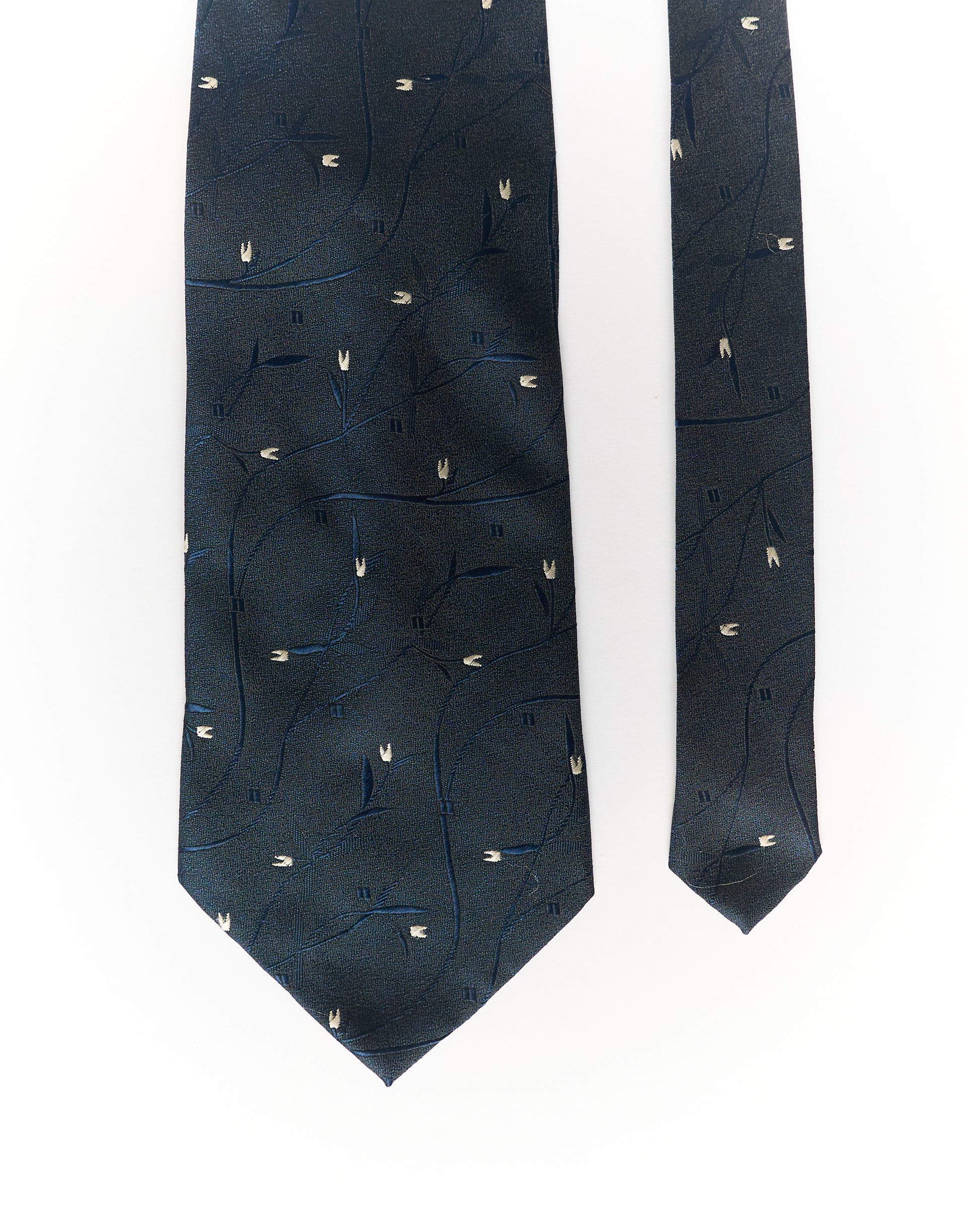 Kai Long Navy Dotted Silk Tie