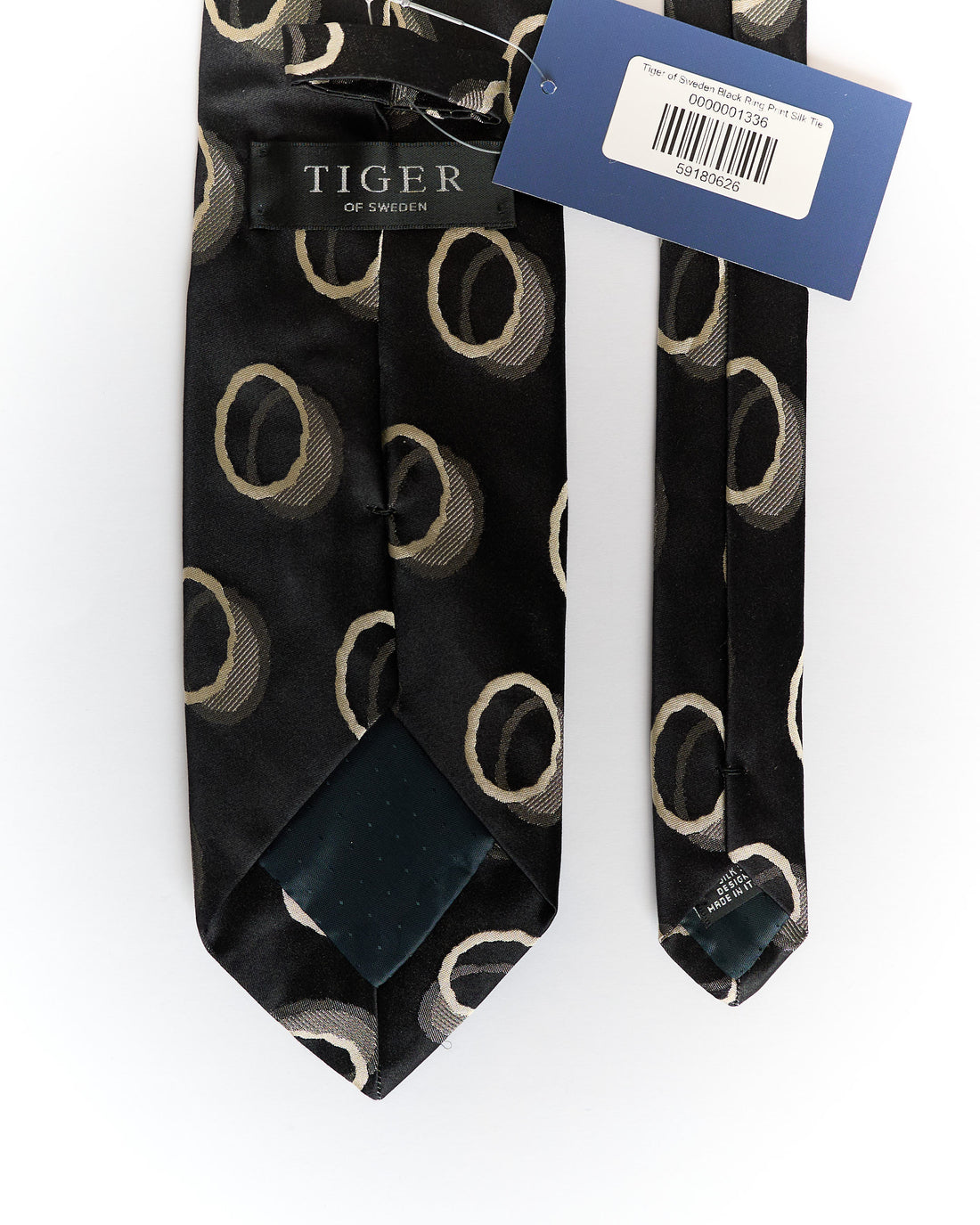 Tiger of Sweden Black Ring Print Silk Tie