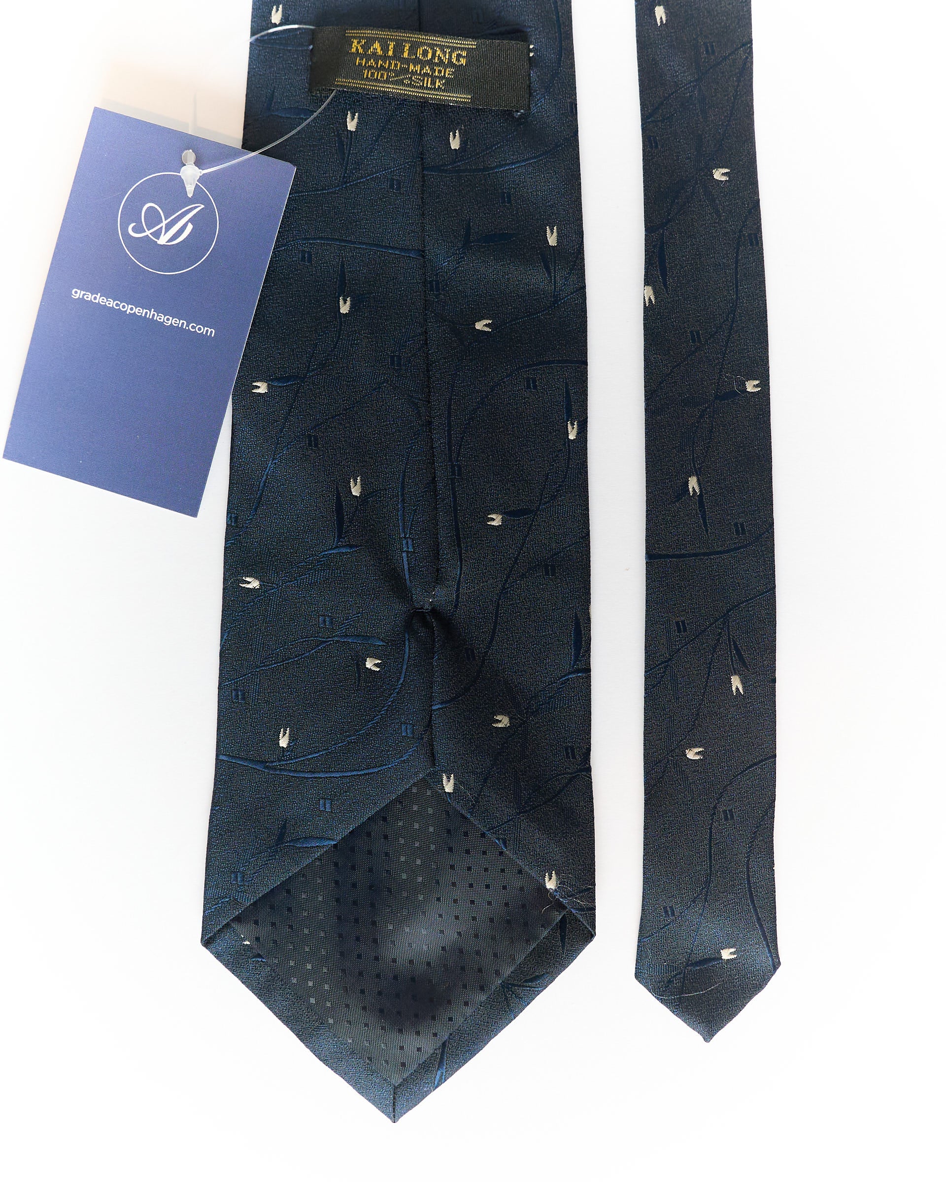 Kai Long Navy Dotted Silk Tie