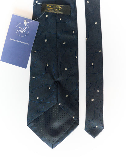 Kai Long Navy Dotted Silk Tie