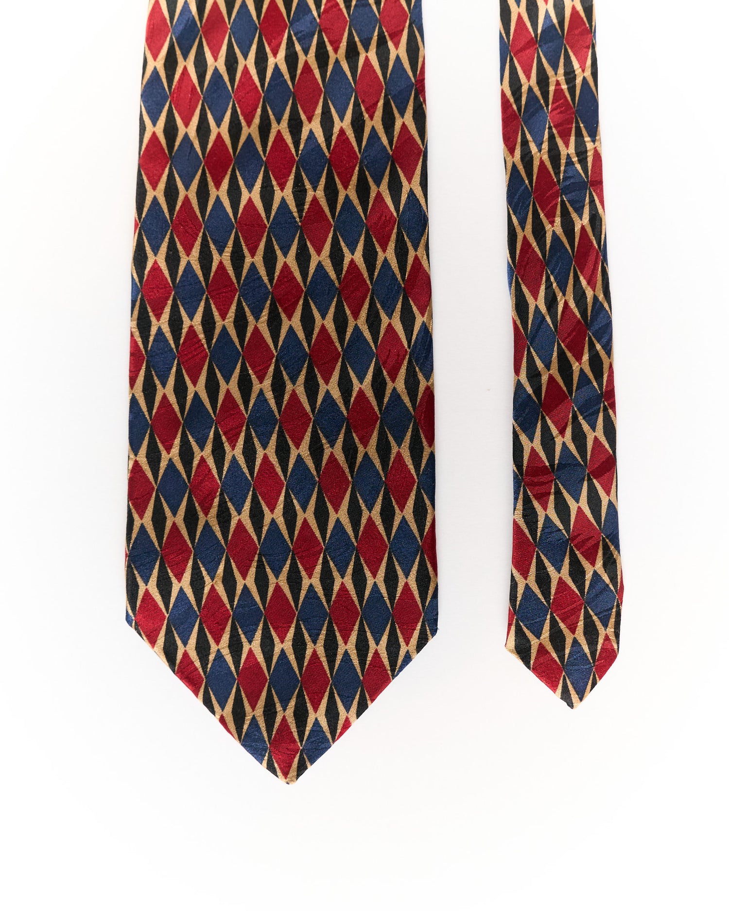EF Enzo Felini Navy, Red and Gold Harlequin Hand Made Silk Tie