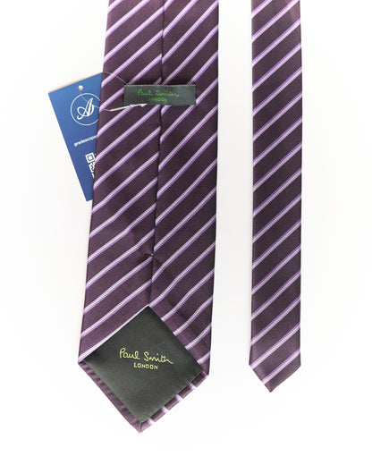 Paul Smith Purple Striped Hand Made Silk Tie