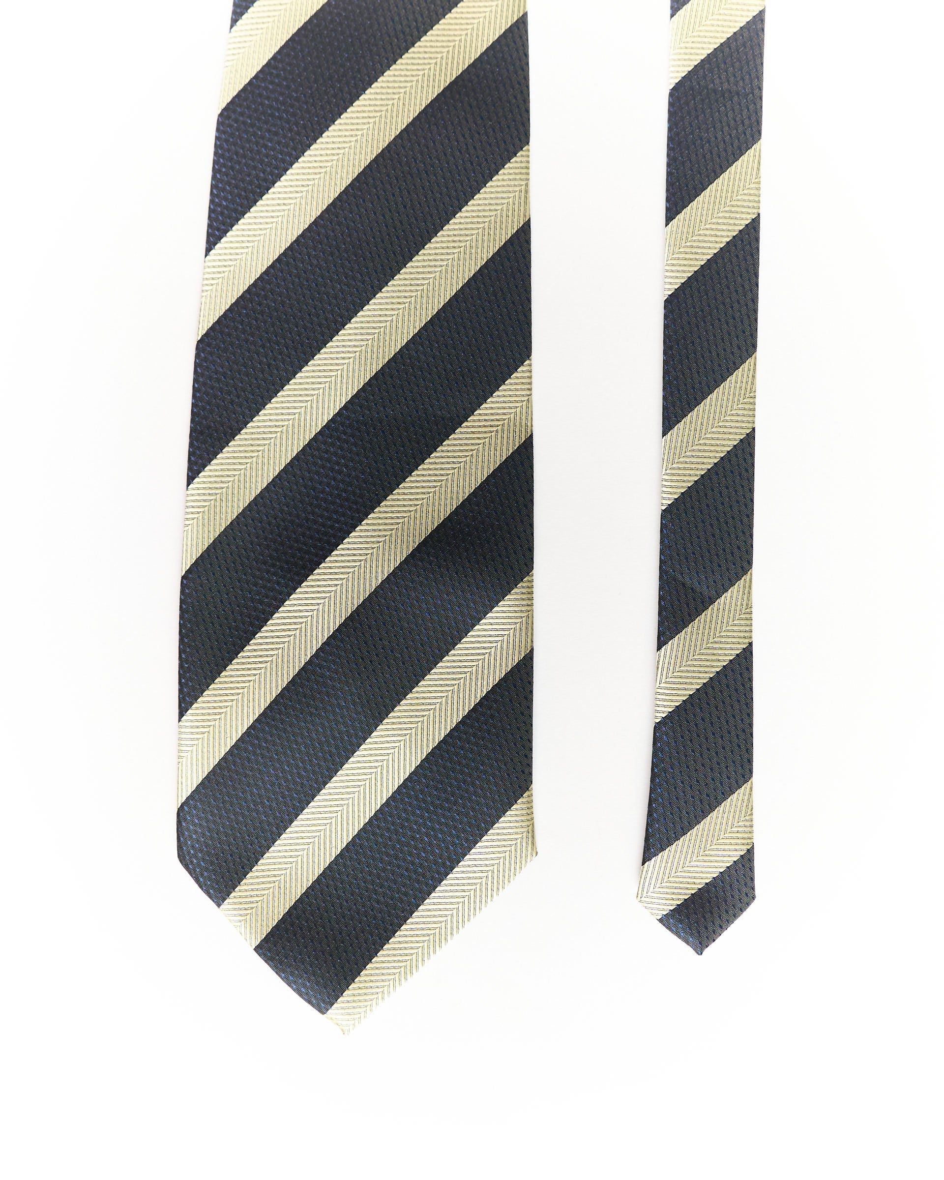 Giorgio Armani Navy and Beige Striped Silk Tie