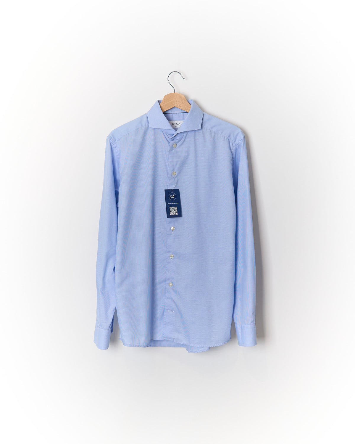 Eton Light Blue and White Checkered Slim Cotton Shirt