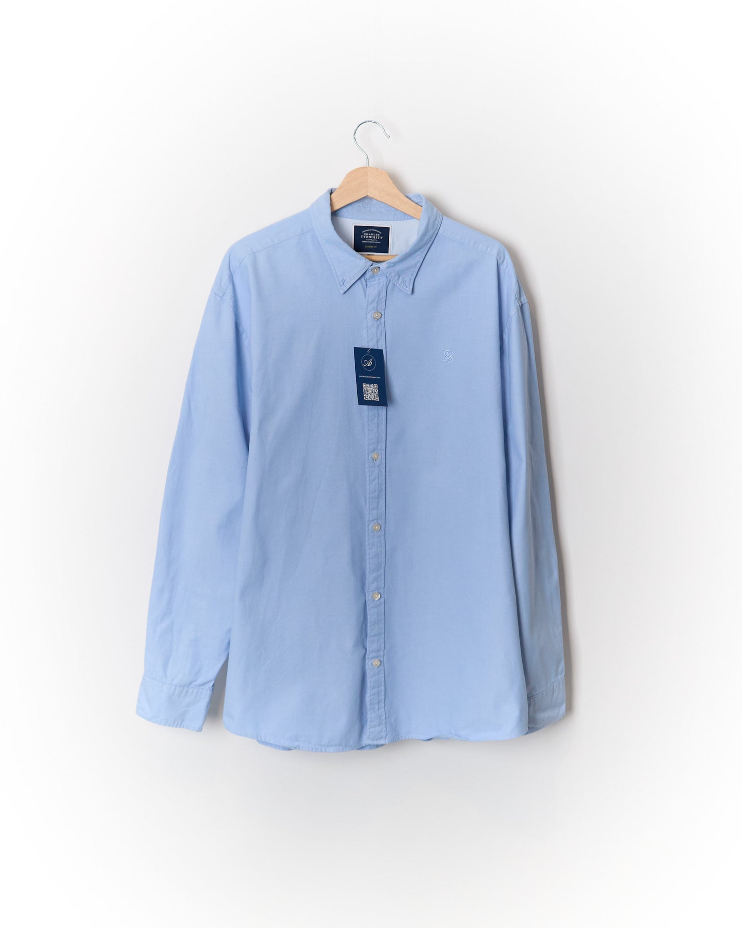 Charles Tyrwhitt Light Blue England Rugby Classic Fit Button Down Cotton Shirt