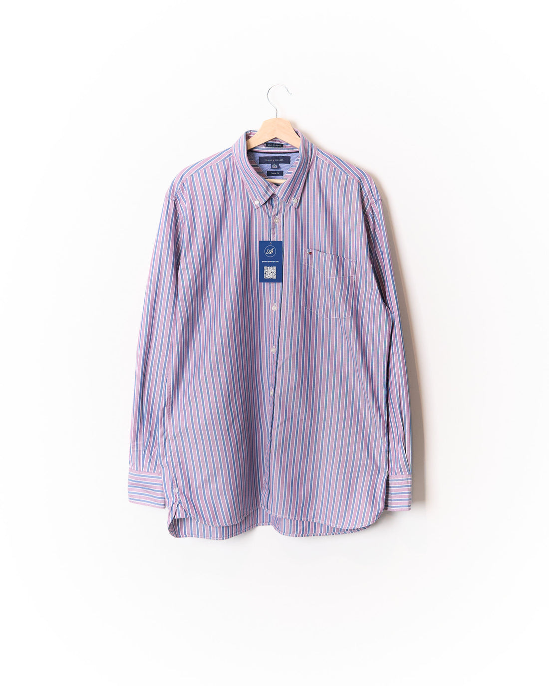 Tommy Hilfiger Purple, Blue and White Striped Custom Fit 80&