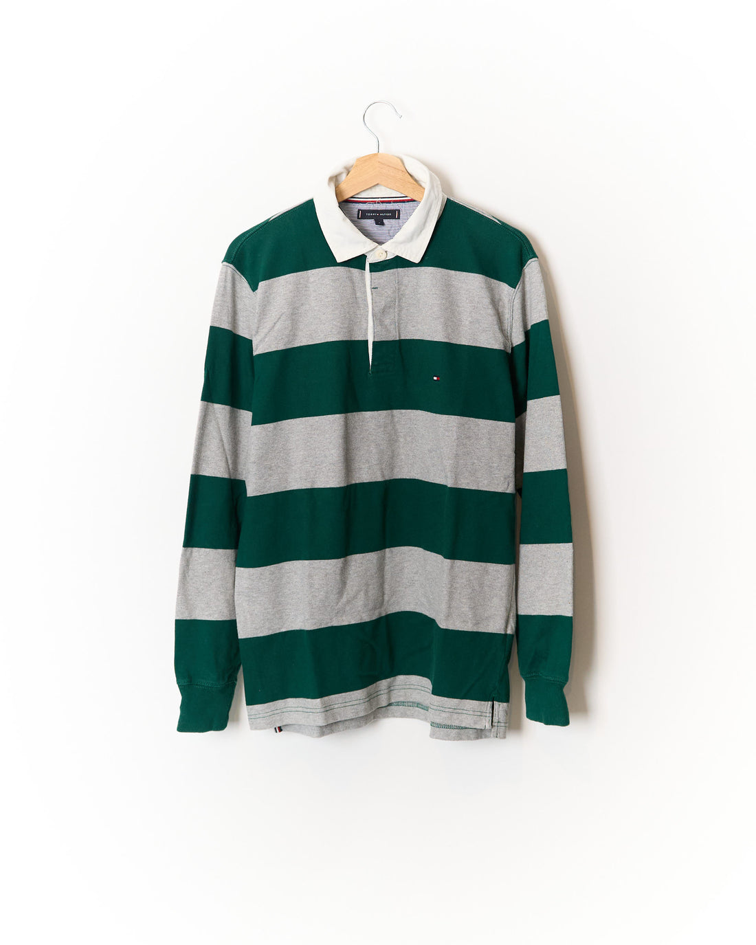 Tommy Hilfiger Green and Grey Cotton Rugger