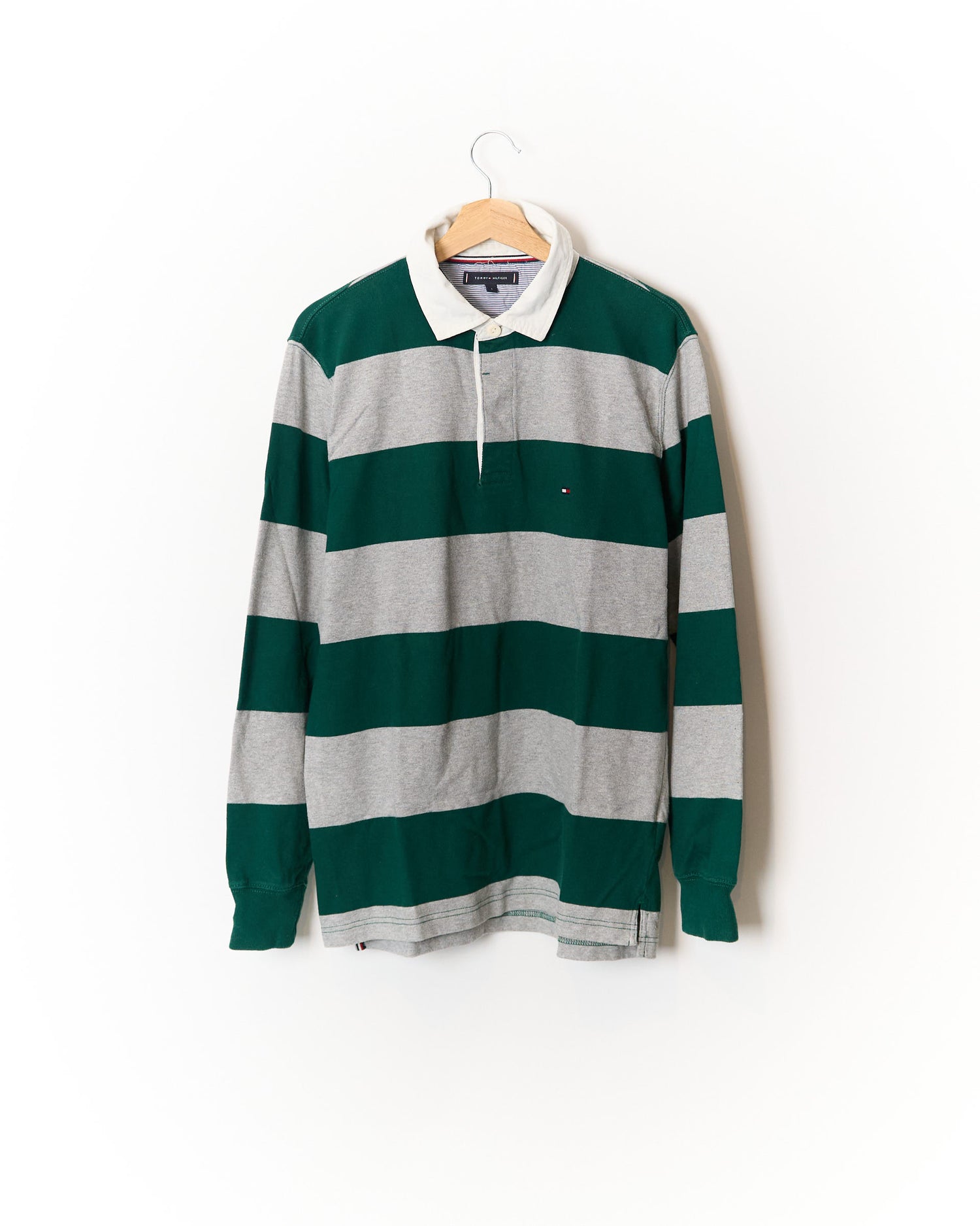 Tommy Hilfiger Green and Grey Cotton Rugger