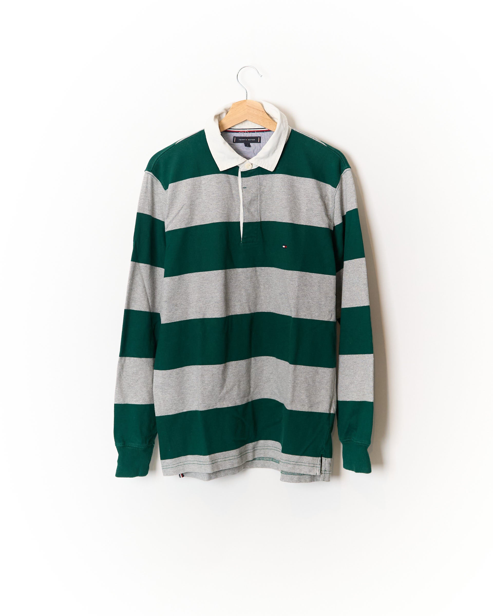 Tommy Hilfiger Green and Grey Cotton Rugger