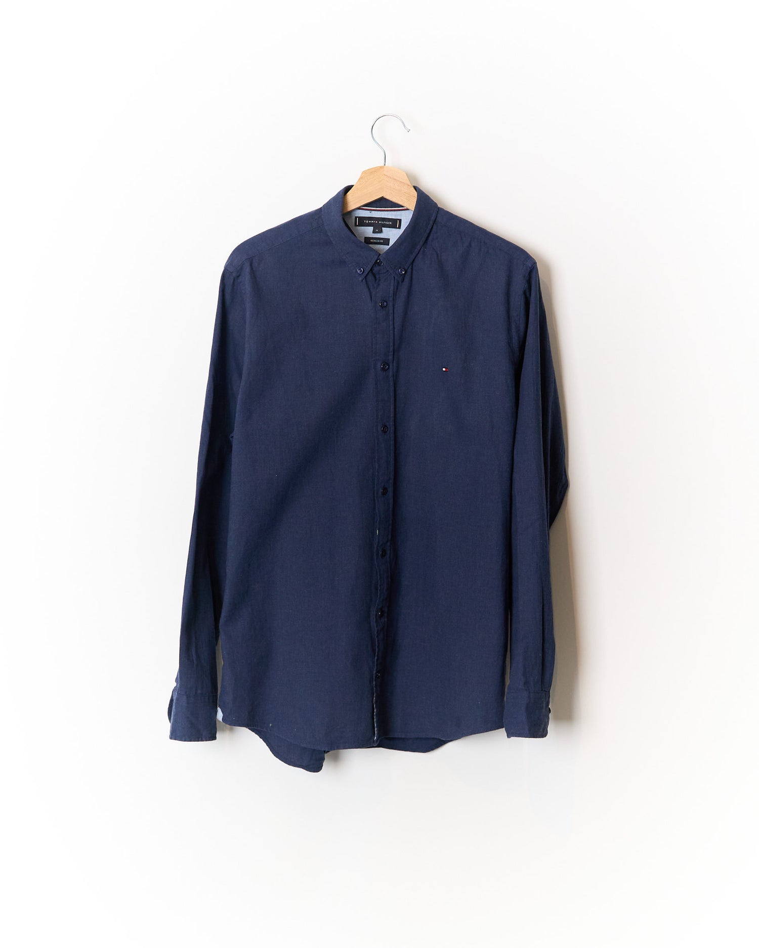 Tommy Hilfiger Navy Regular Fit Button Down Cotton Shirt