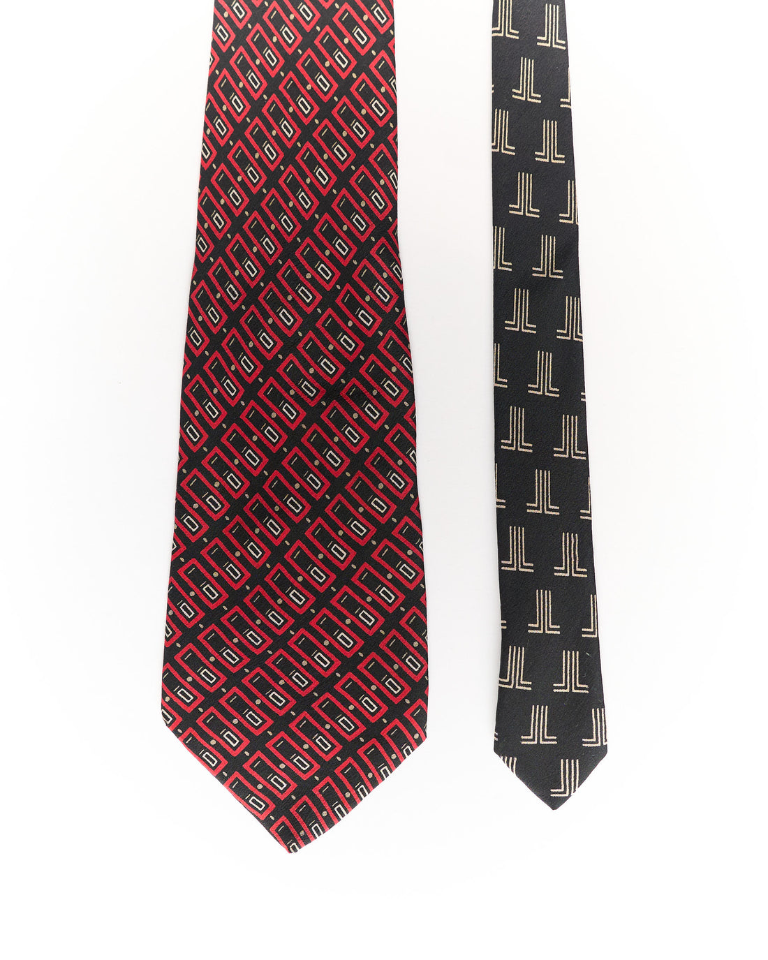 Lanvin Paris Red and Black Vintage Silk Tie