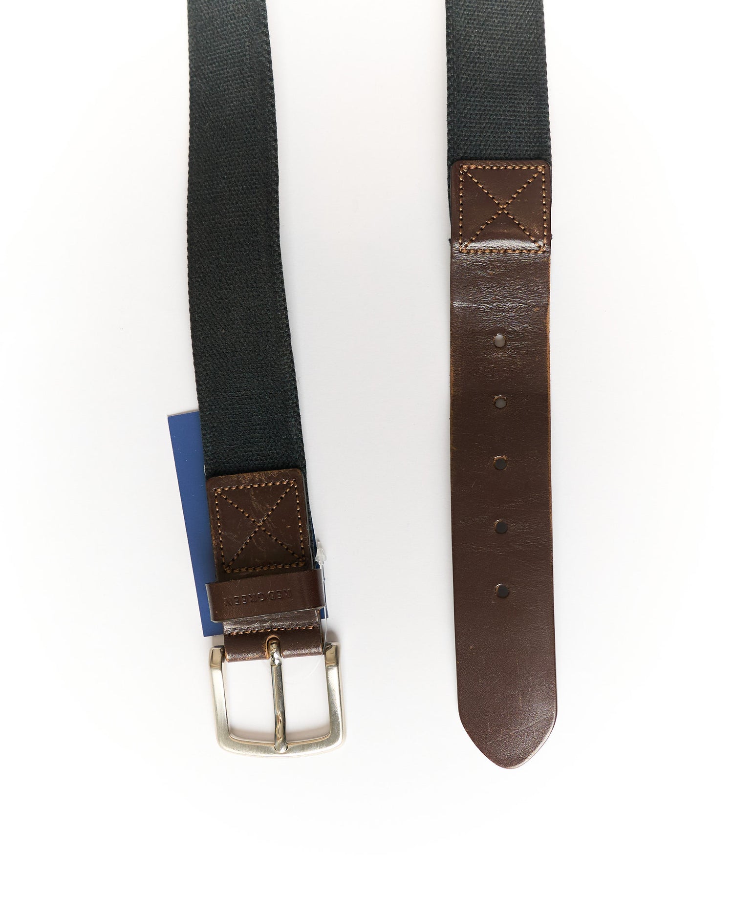 Redgreen Schwarzer und brauner Gürtel aus Leder und Stoff