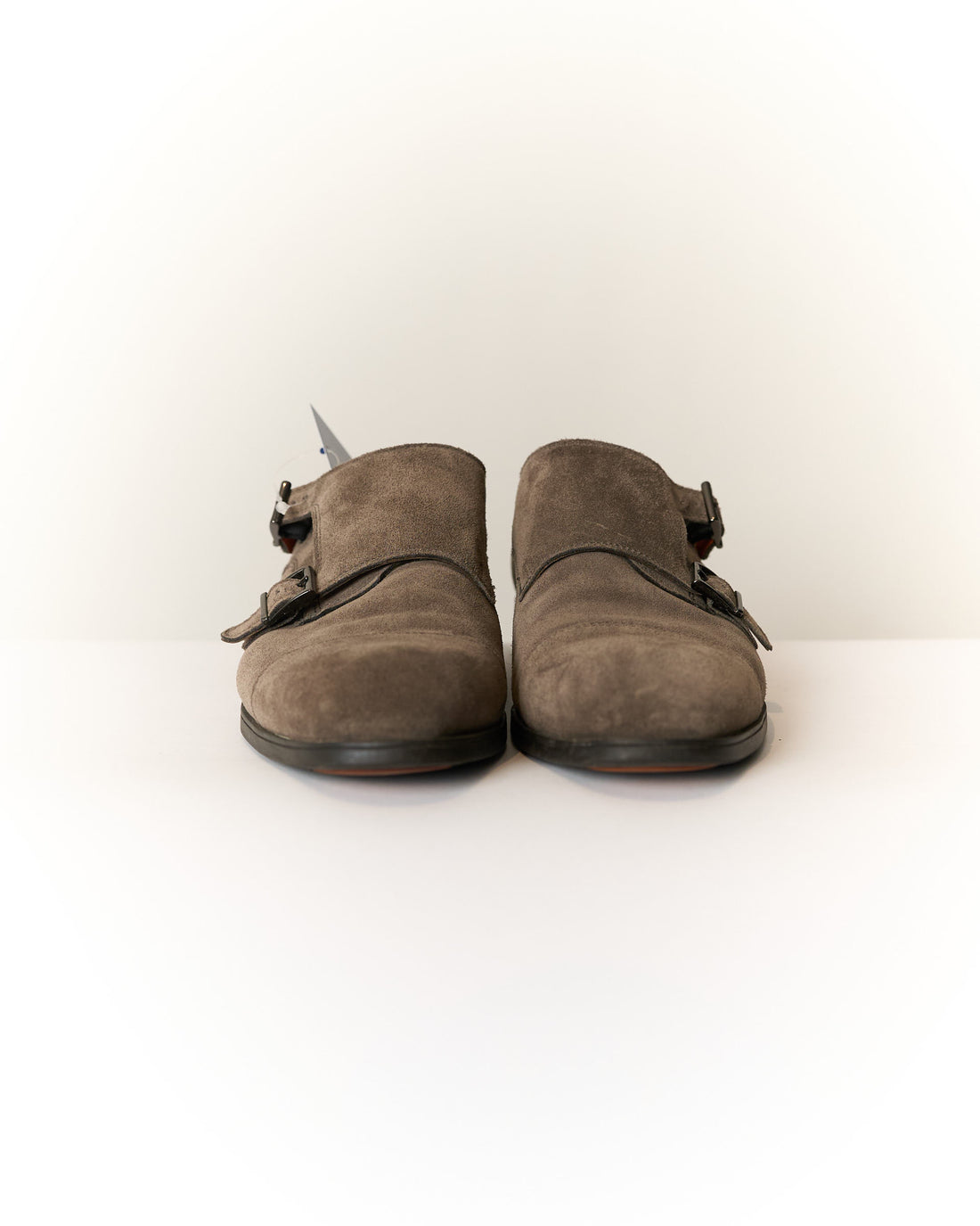 Santoni Light Brown Buckle Suede Lether Loafers