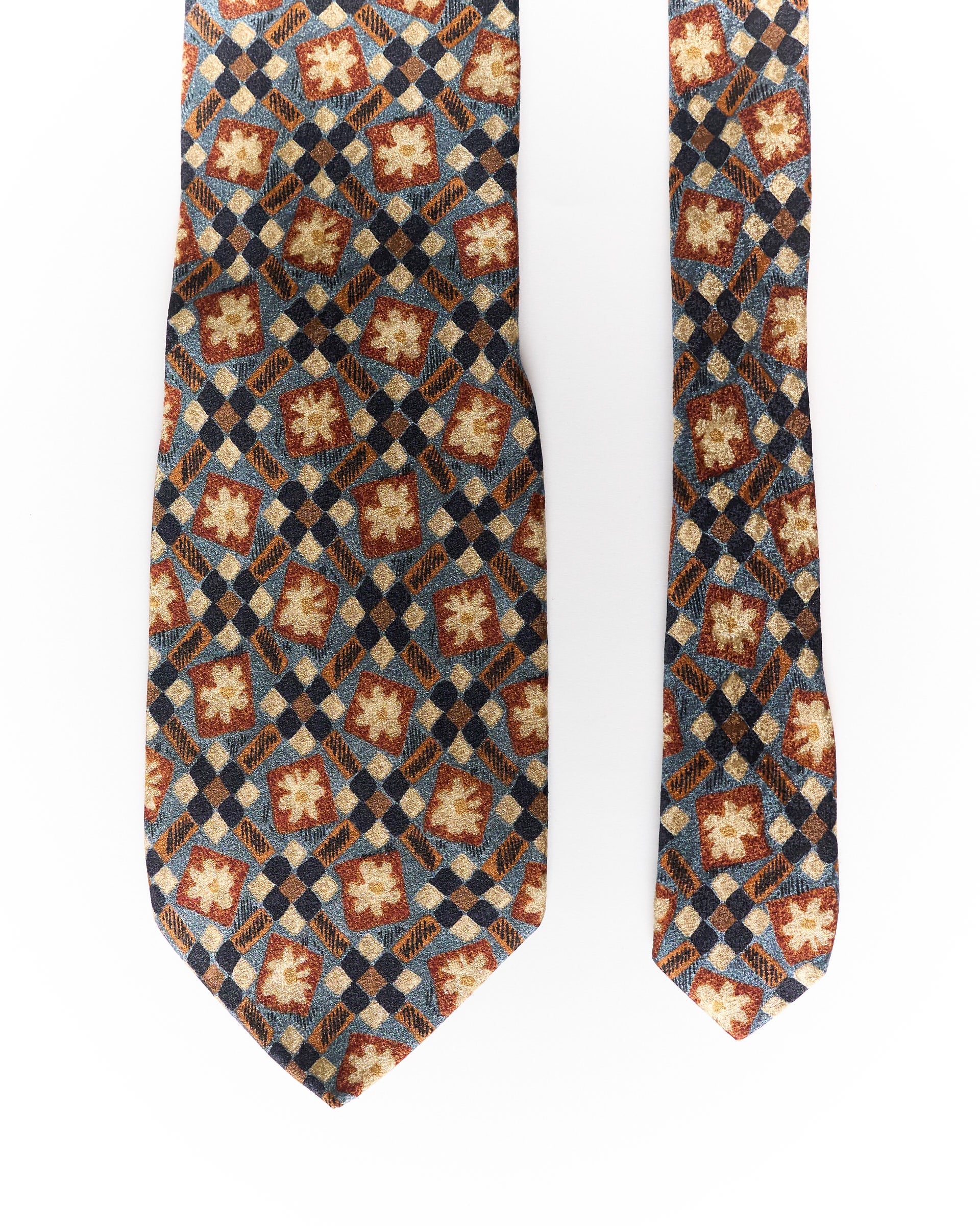 Canali Blue and Red Flower Print Silk Tie
