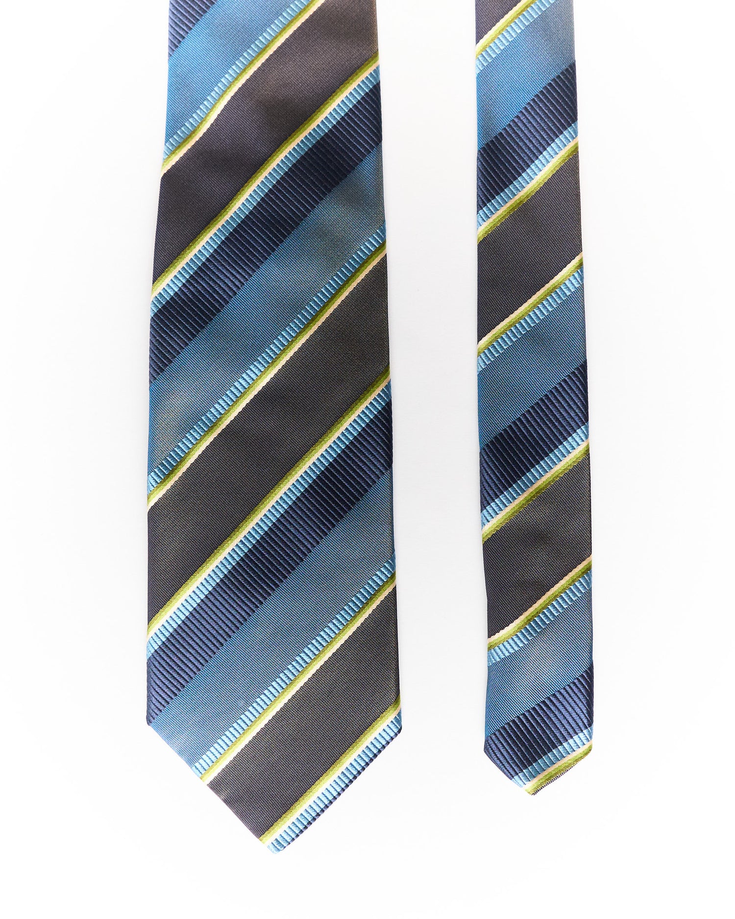 Hugo Boss Blue, Brown and Green Striped Silk Tie