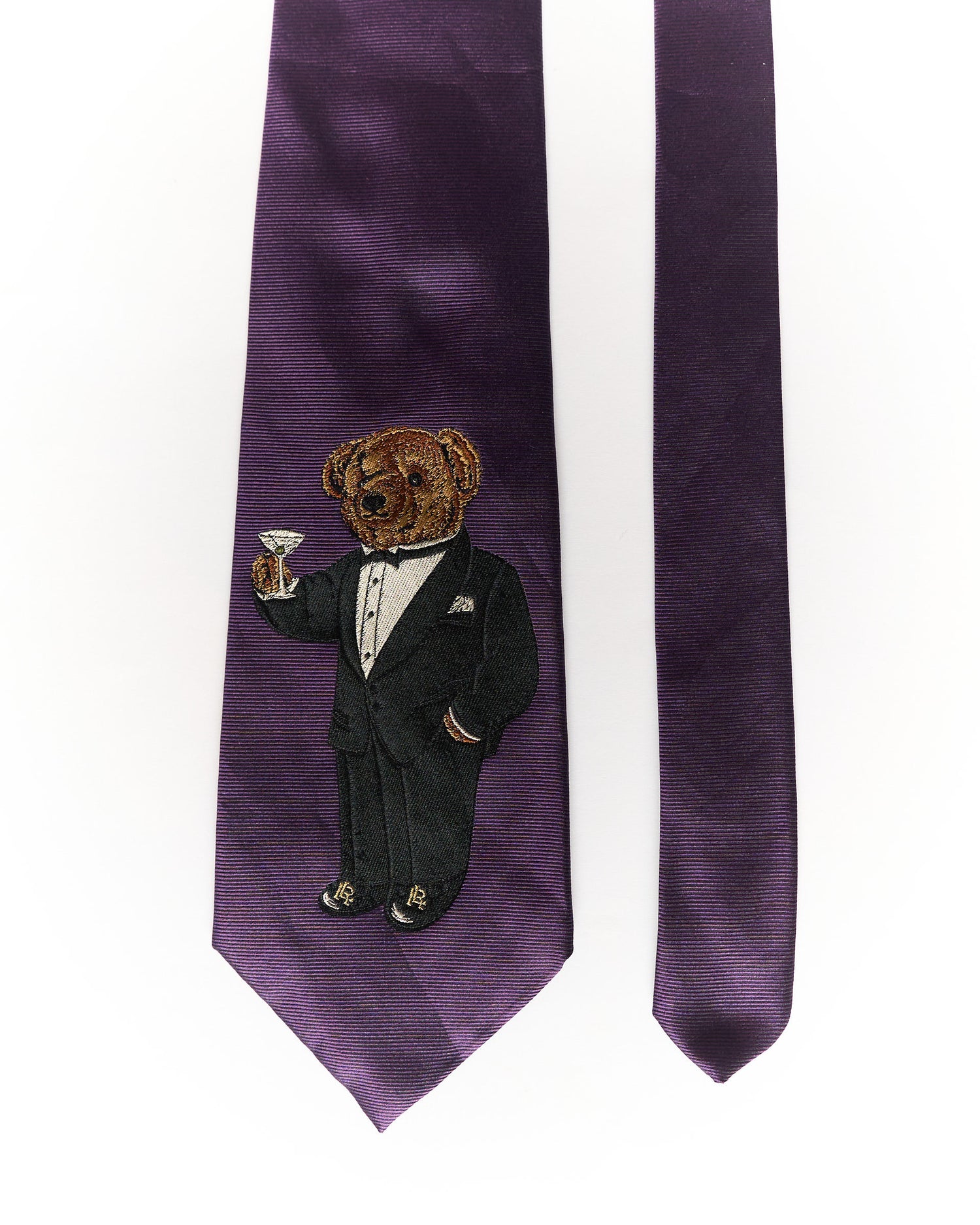 Ralph Lauren Purple Polo Bear Hand Made Silk Tie
