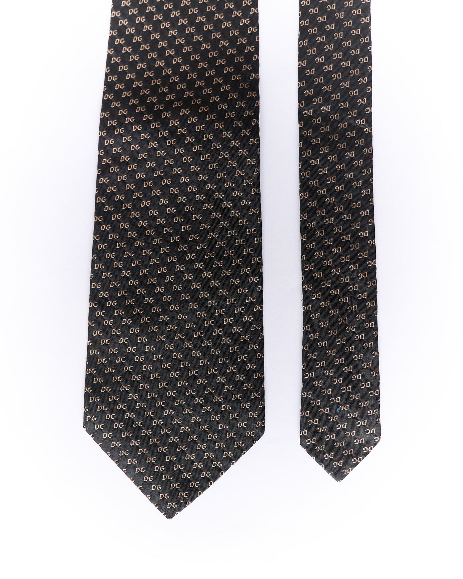 Dolce &amp; Gabbana Dark Grey Logo Print Silk Tie