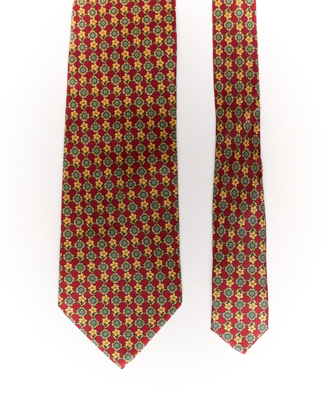 Pierre Cessario Red Flower Vintage Silk Tie
