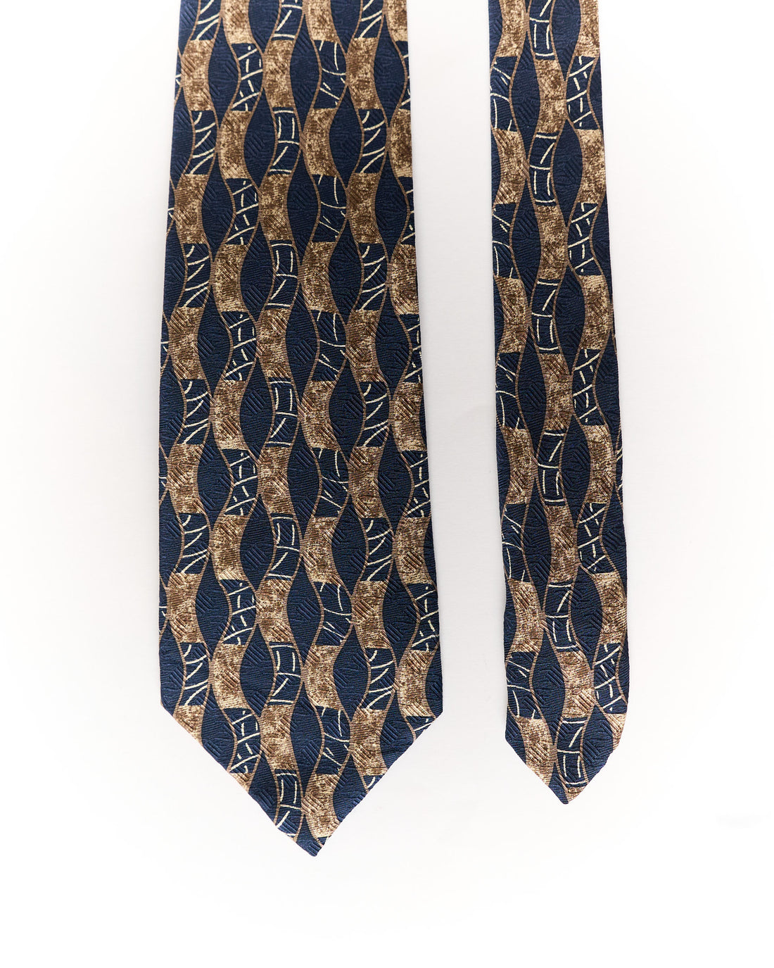 Stevano Navy and Gold Silk Tie