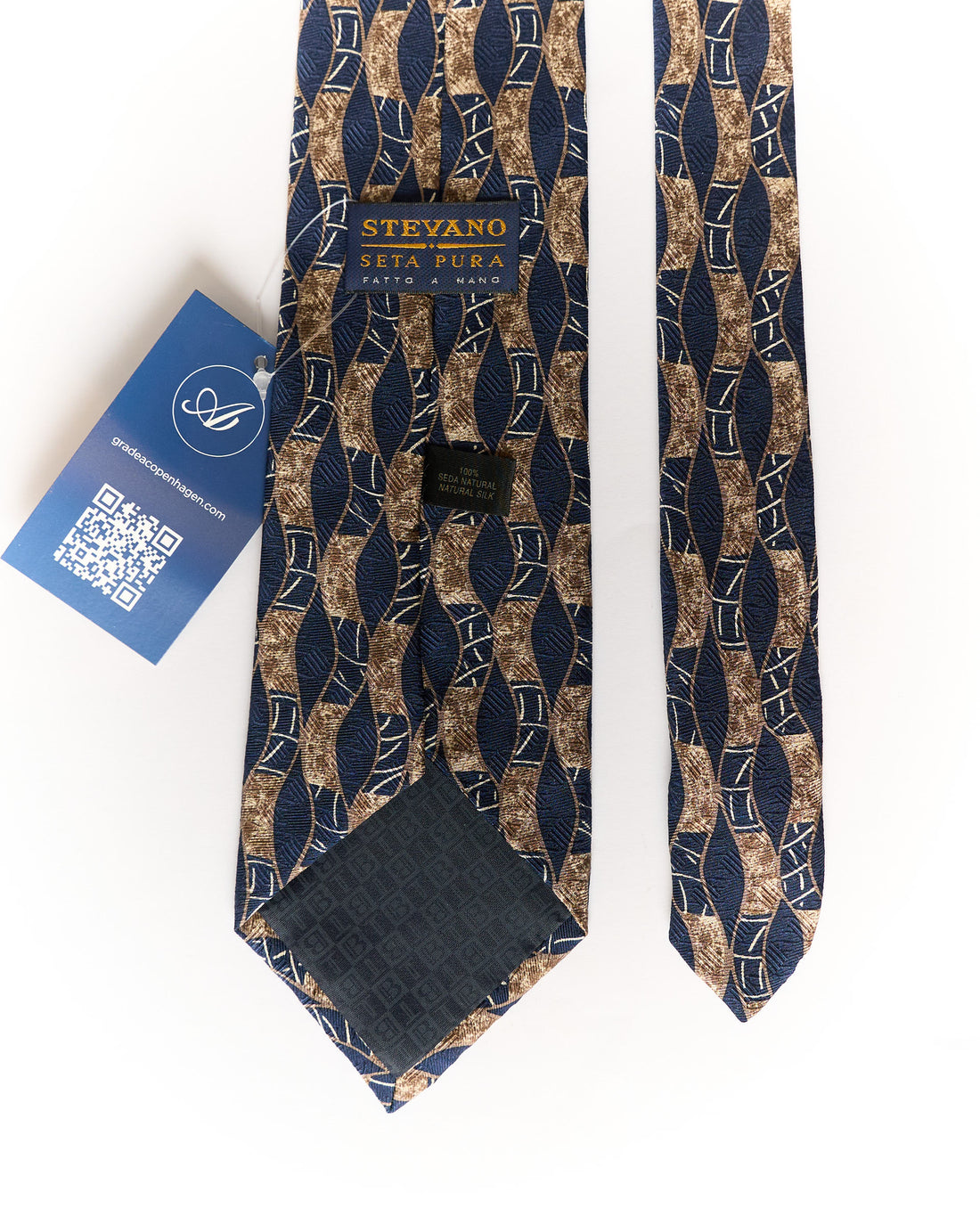 Stevano Navy and Gold Silk Tie