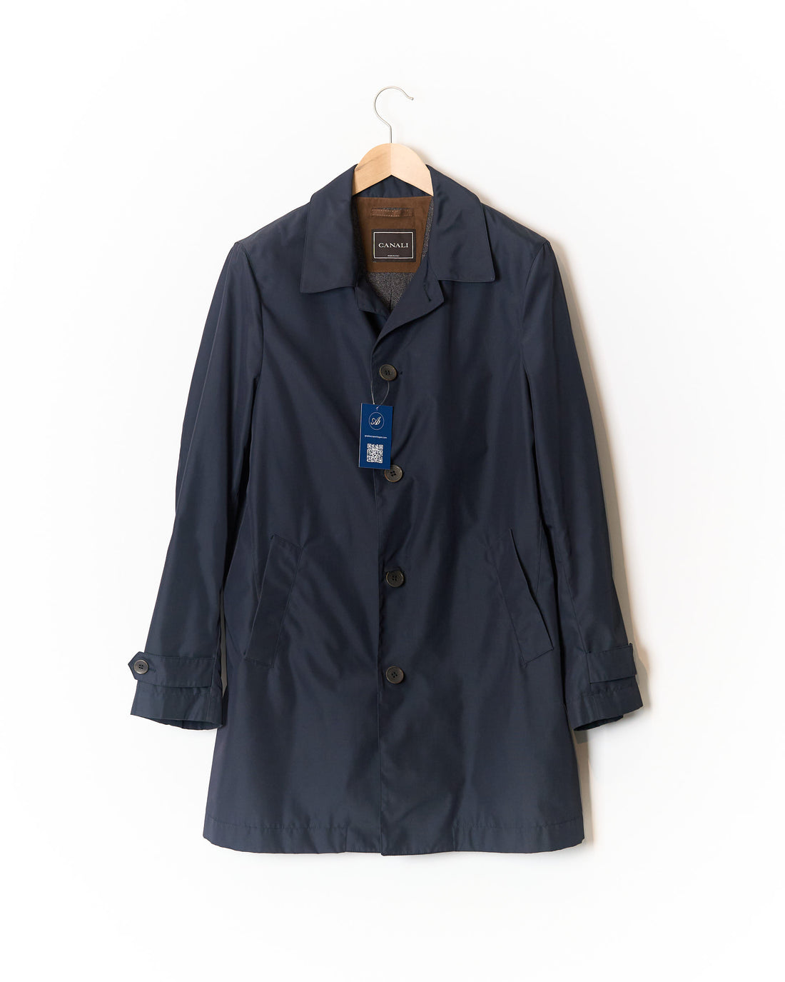 Canali Navy Blue Rain &amp; Wind Tech Coat