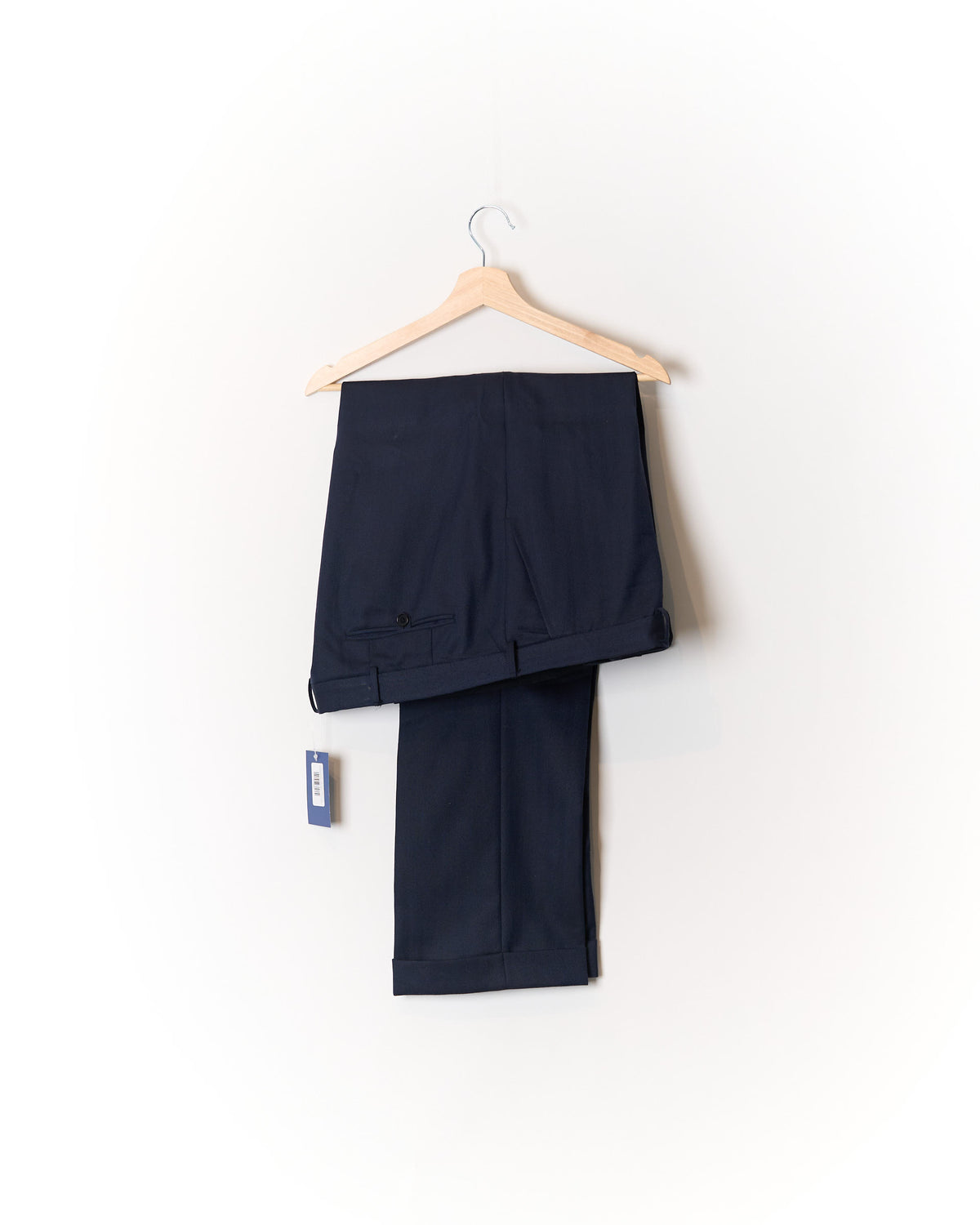 Navy Straight Leg Wool Dress Pants
