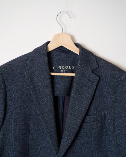 Circolo 1901 Navy Checkered Cotton Sport Jacket Blazer