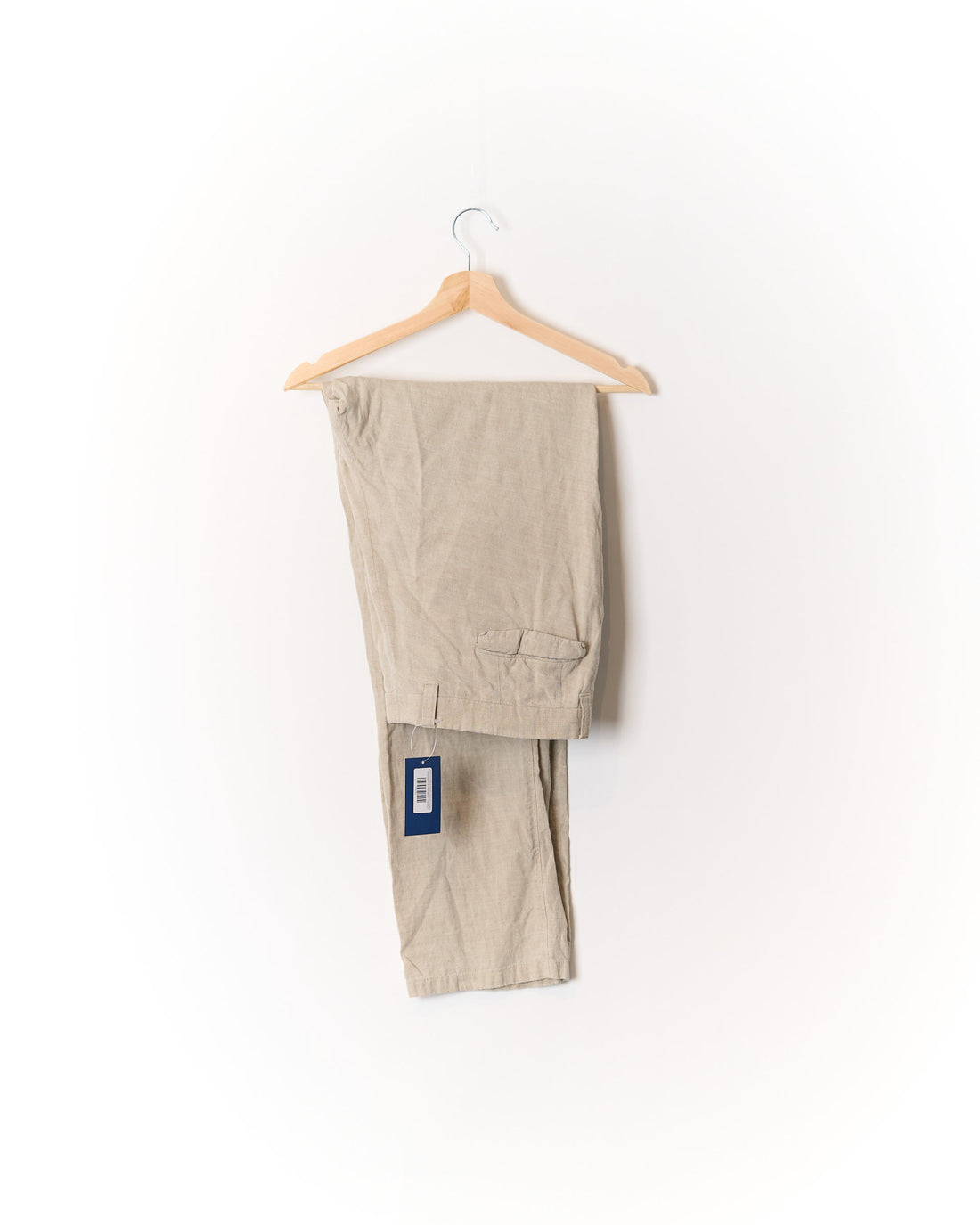 René Lezard Beige Straight Leg Linen Trousers