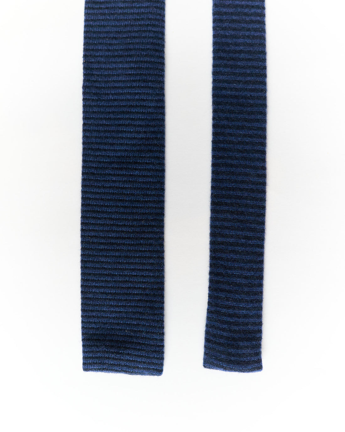 Navy and Blue Striped Cashmere and Wool Knit Tie