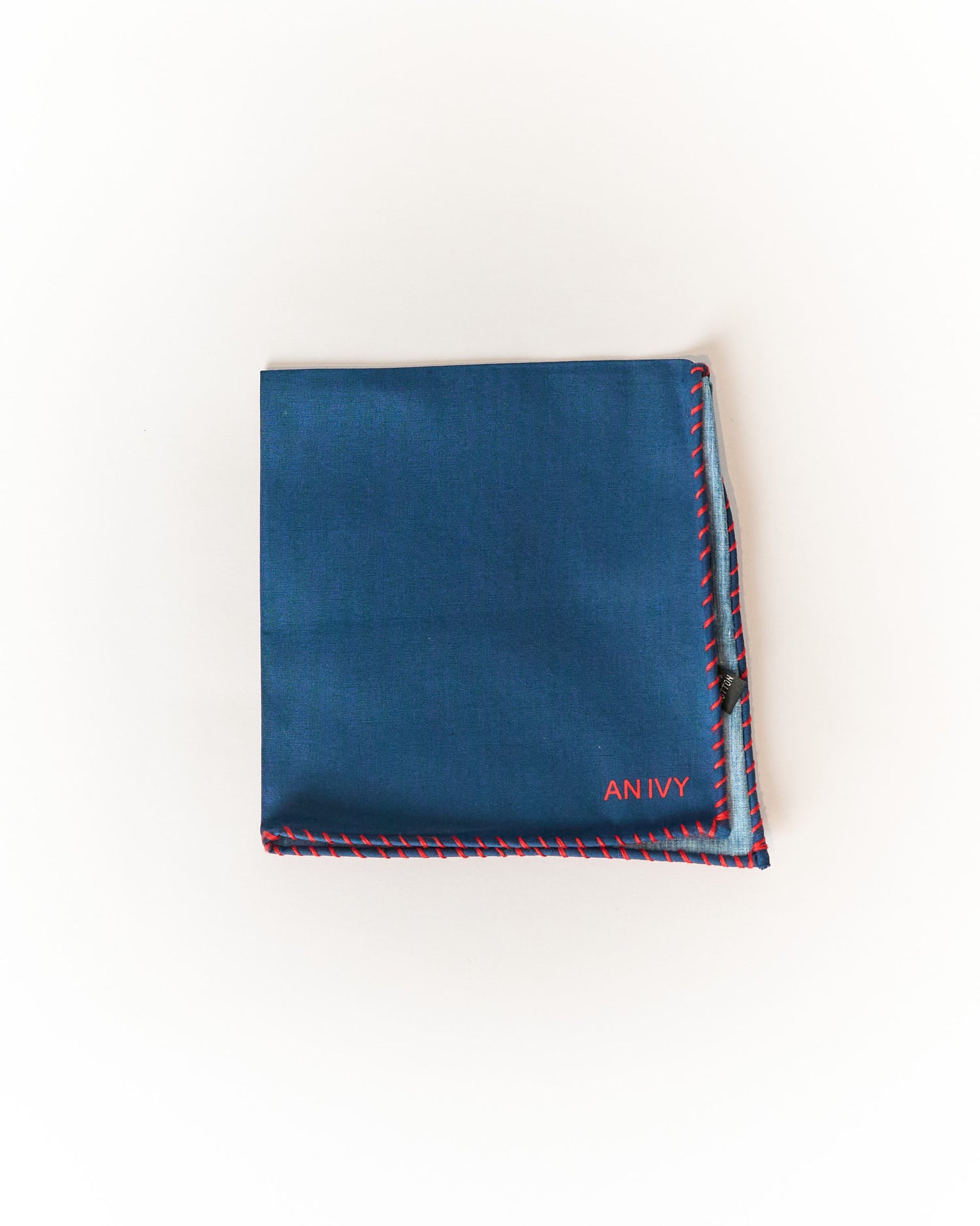 An Ivy Navy and Red Cotton  Pocket Square