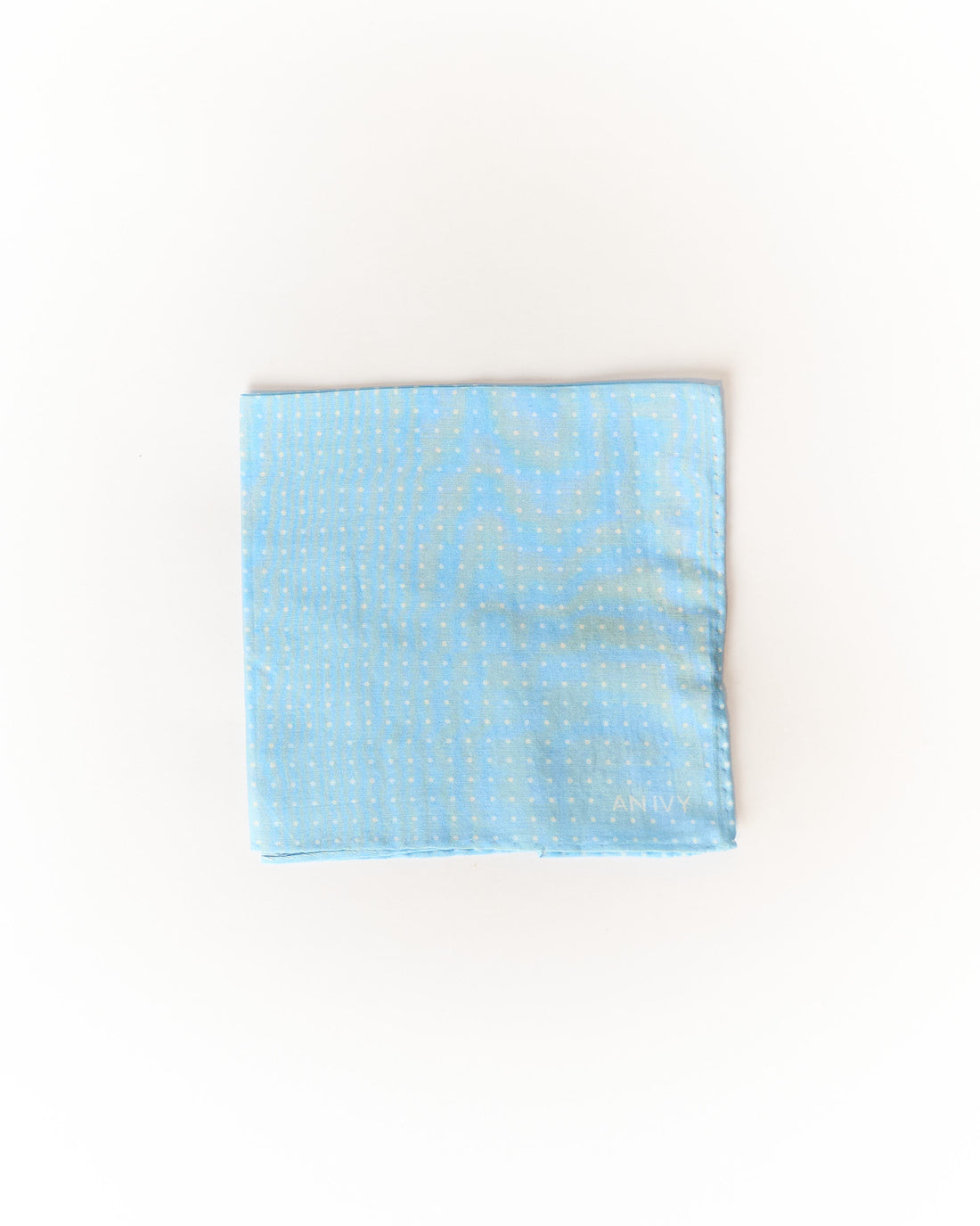 En Ivy Light Blue and White Dotted Silk and Cotton Pocket Square