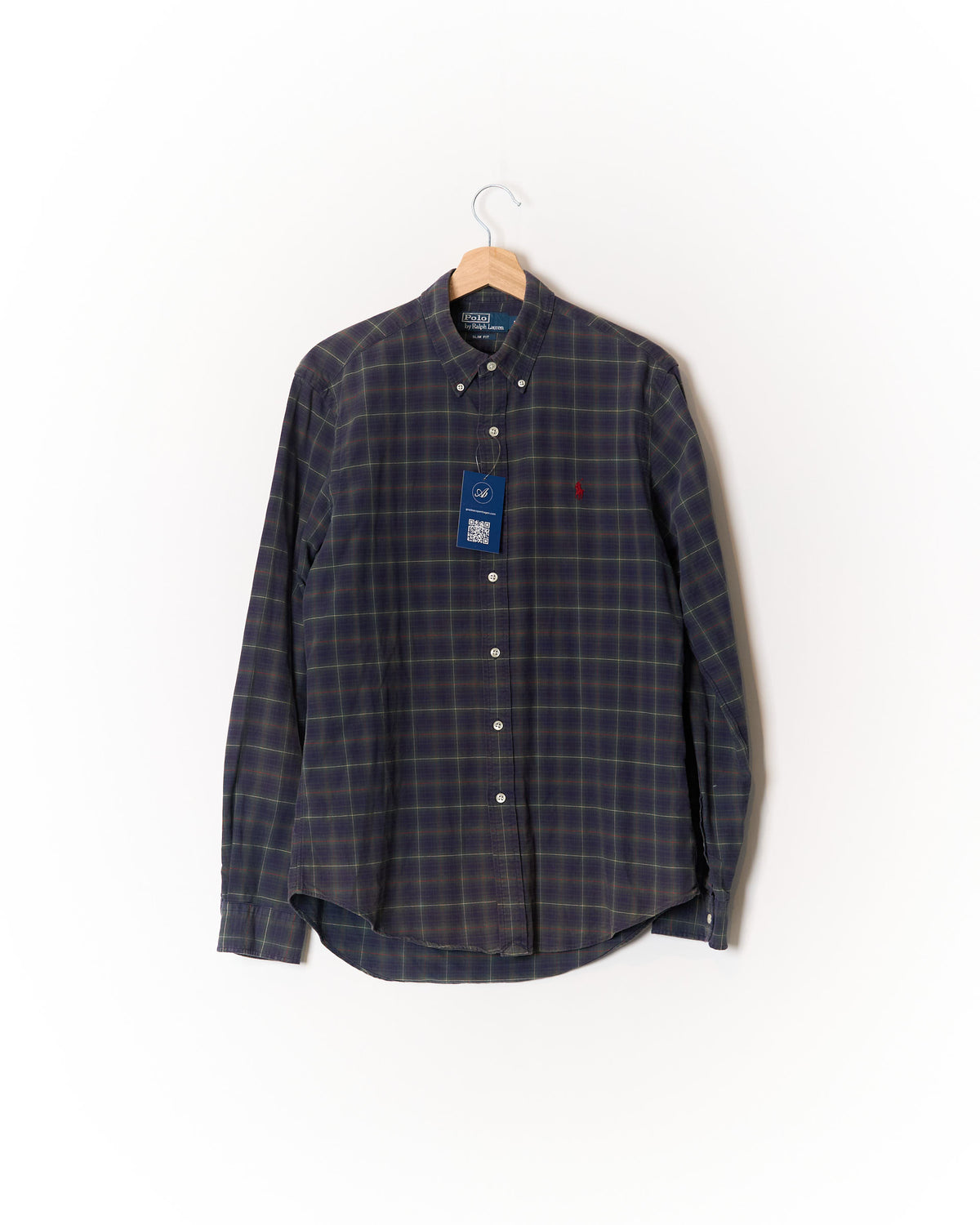 Polo Ralph Lauren Navy Checkered Slim Fit Button Down Cotton Shirt