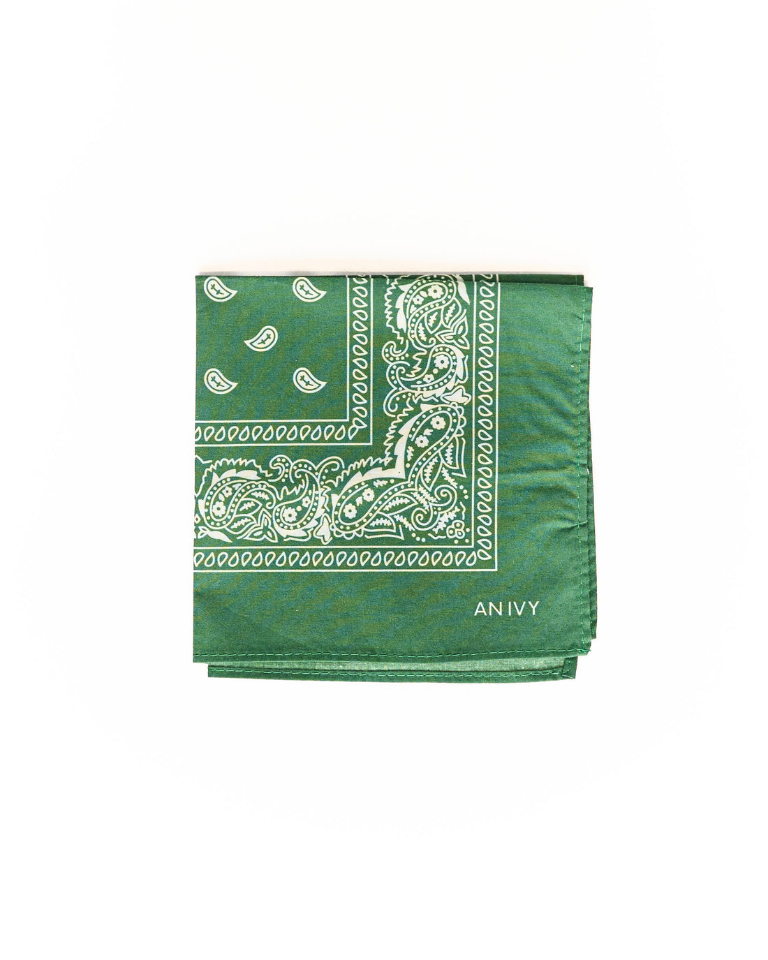 An Ivy Green and White Paisley Pocket Square