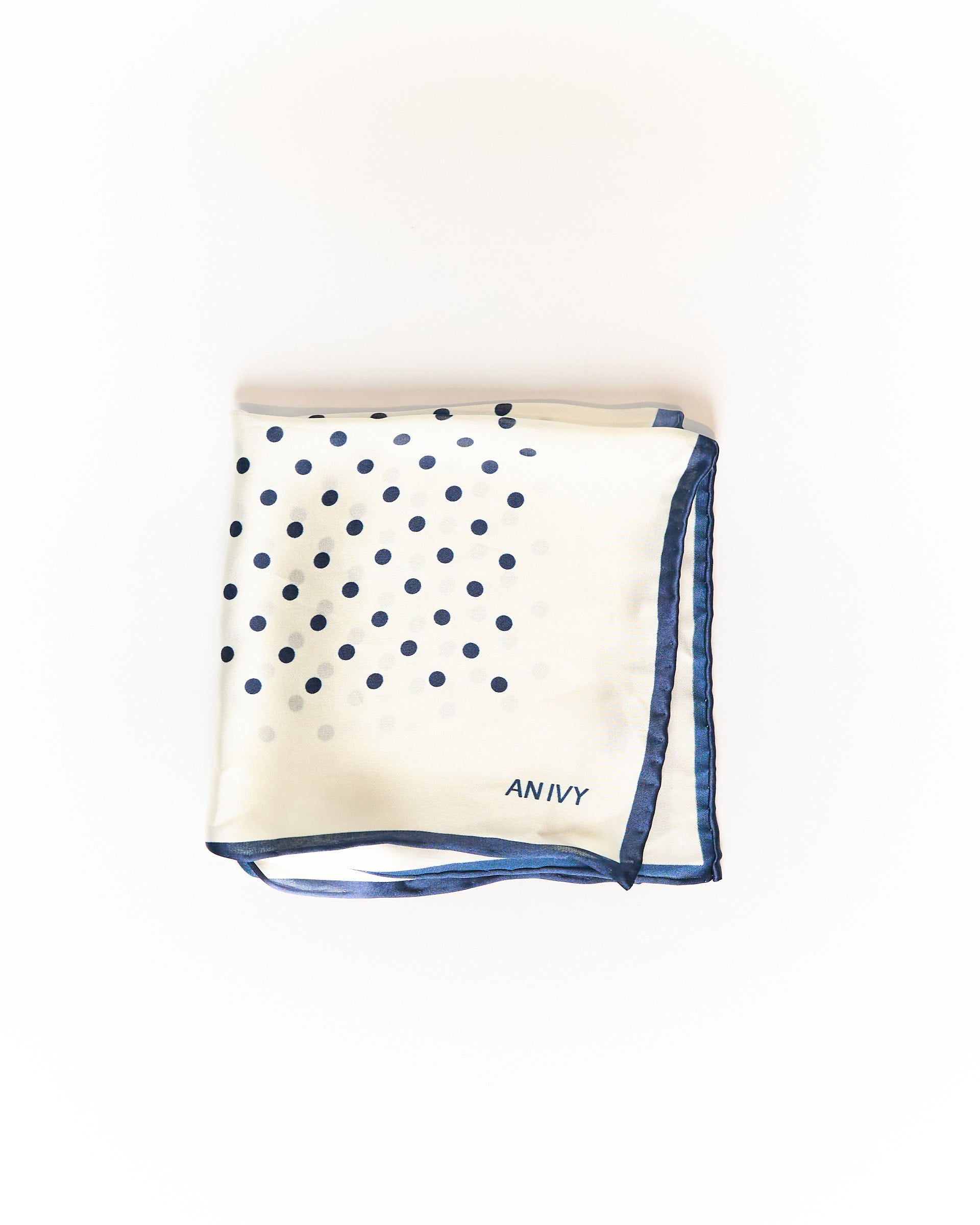 An Ivy White and Navy Dotted Silk Pocket Square