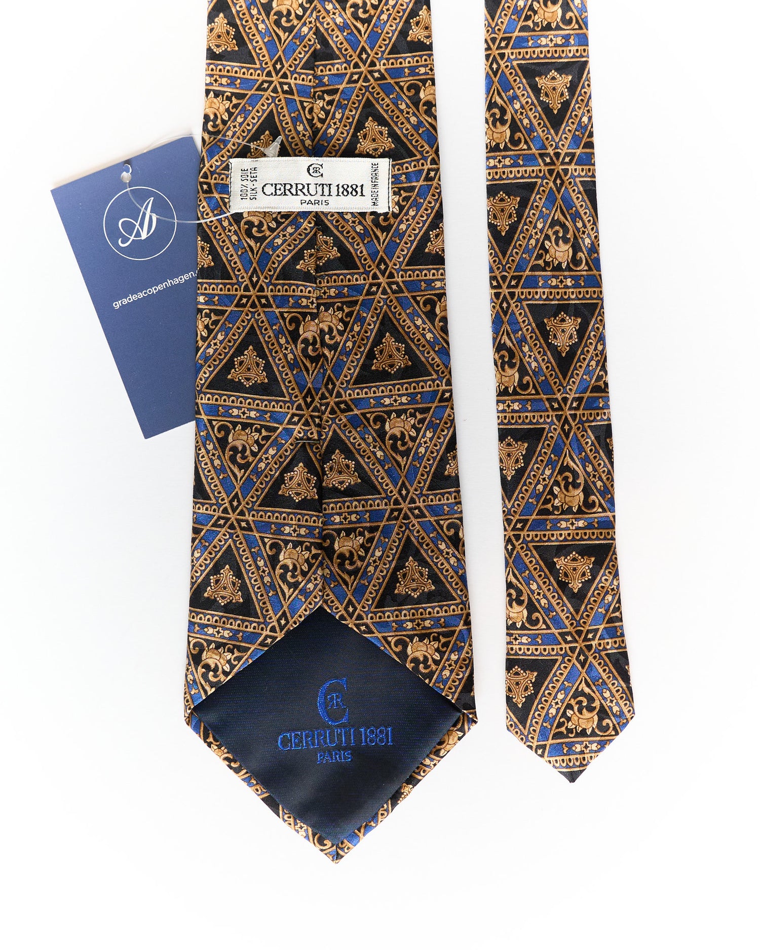 Cerrruti 1881 Blue, Black Gold Vintage Seidenkrawatte