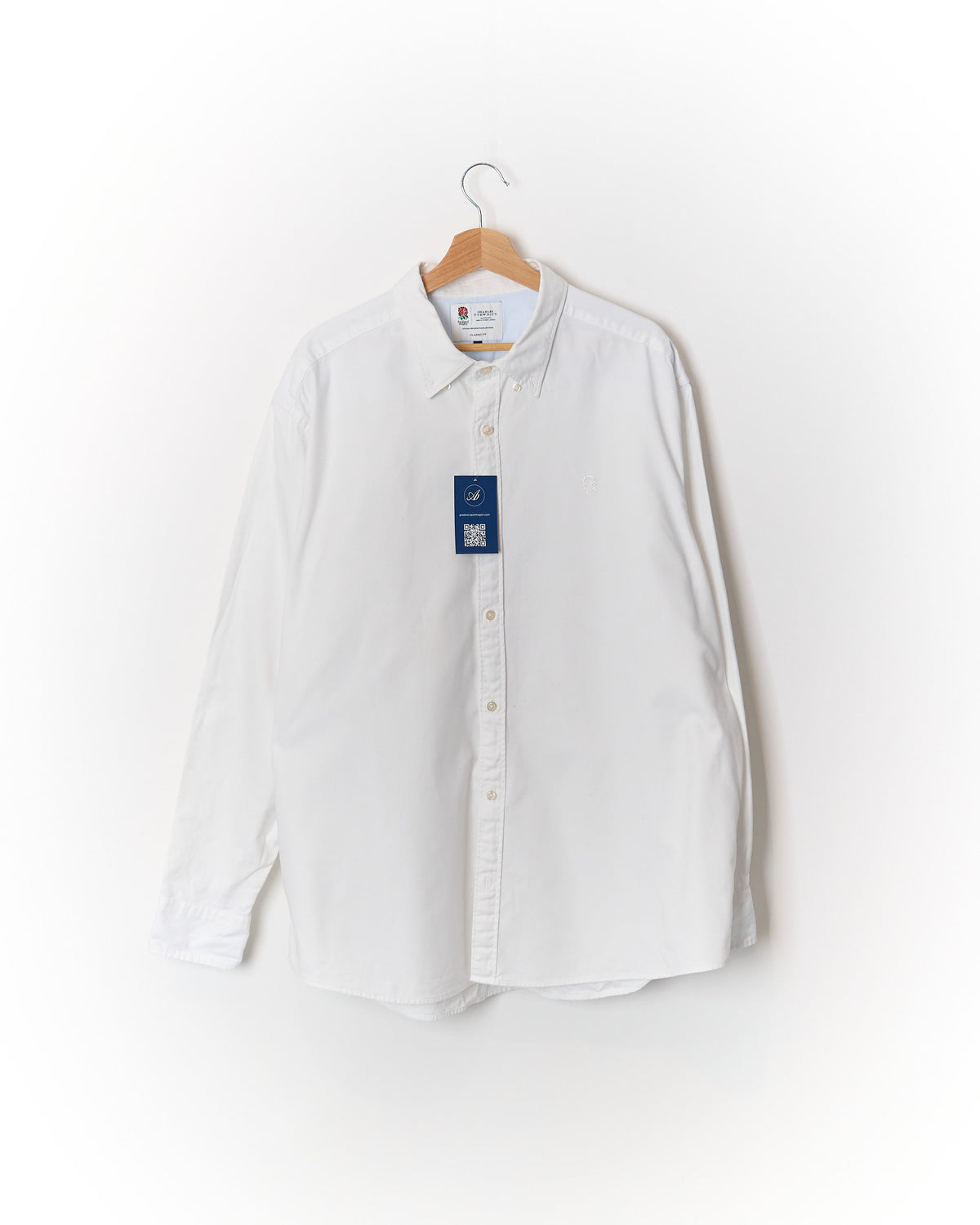 Charles Tyrwhitt White England Rugby Classic Fit Button Down Cotton Shirt