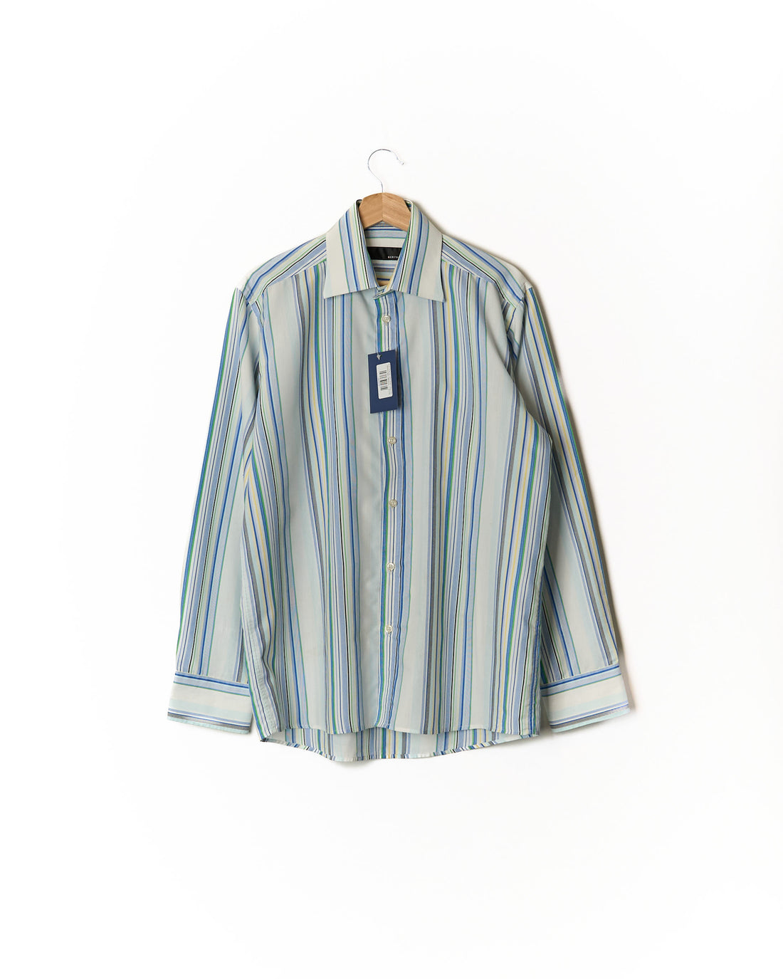 Bertoni White Multi-Colour Striped Vintage Cotton Shirt