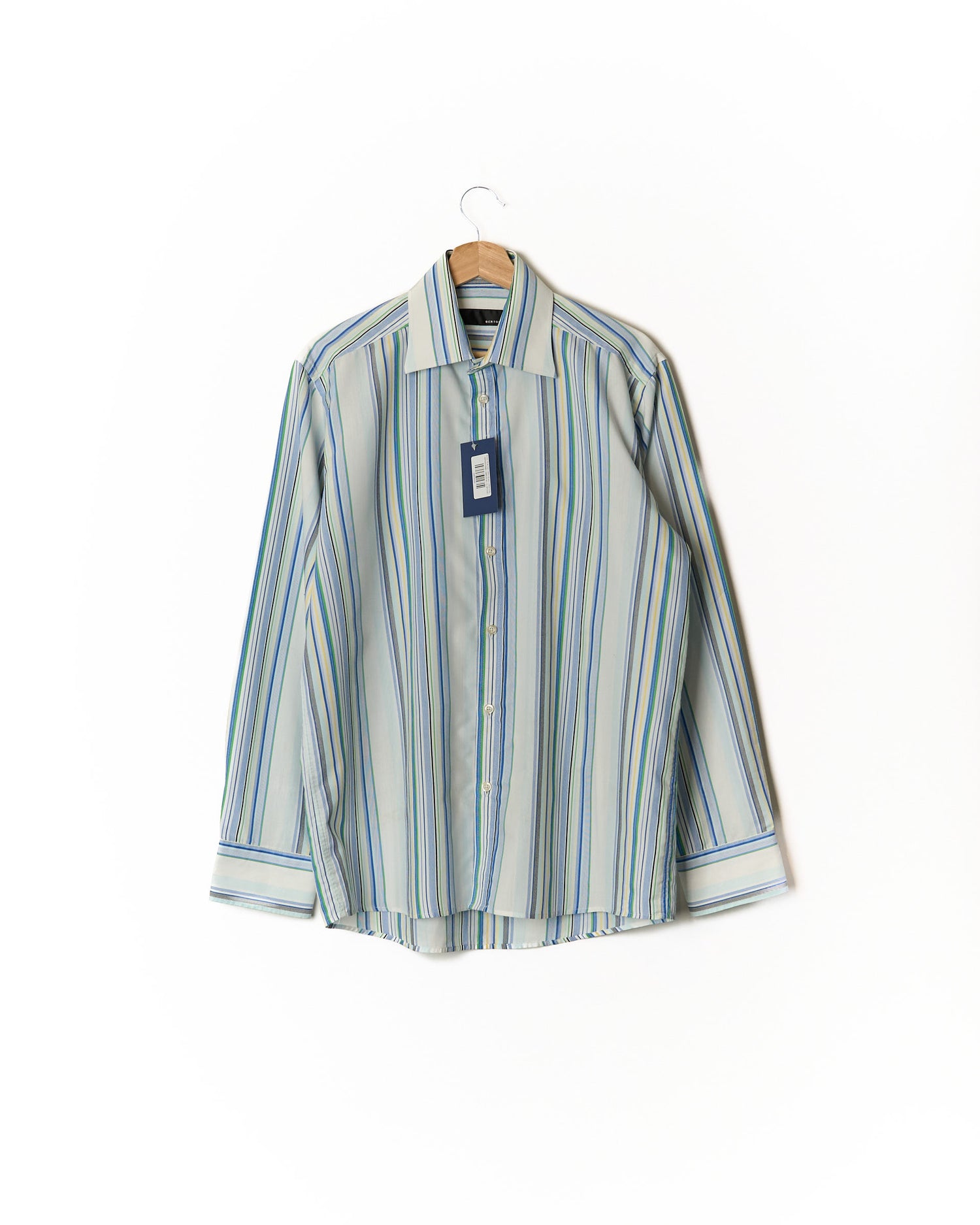 Bertoni White Multi-Colour Striped Vintage Cotton Shirt
