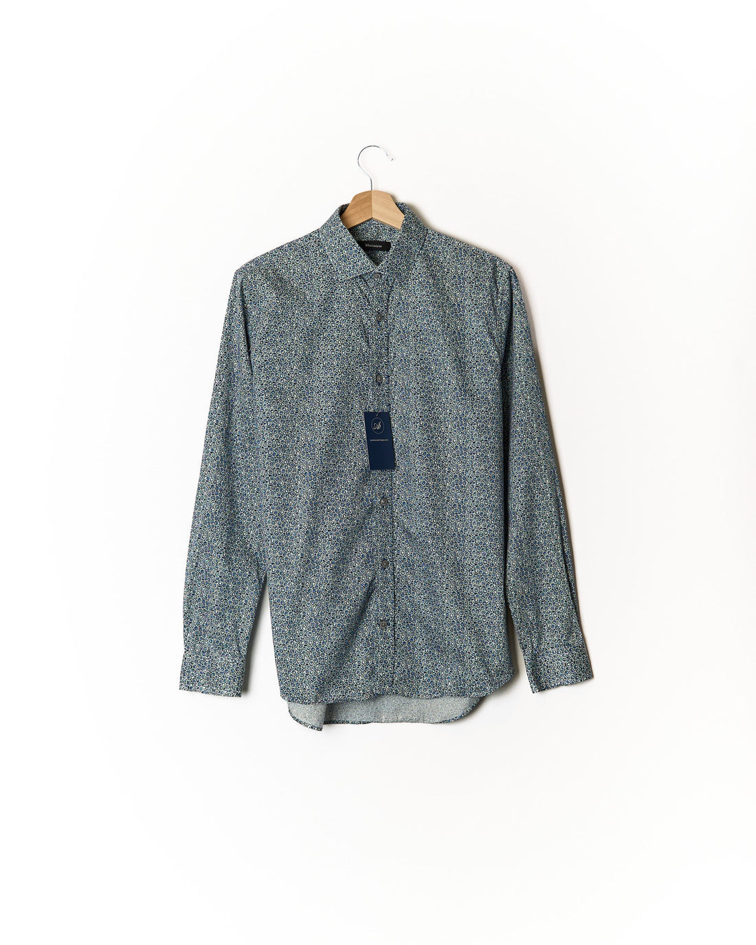 Matinique White, Green and Blue Flower Print Trostol Cotton Shirt