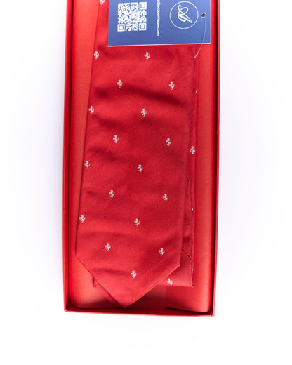 Ferrari Red Logo Crest Silk Tie