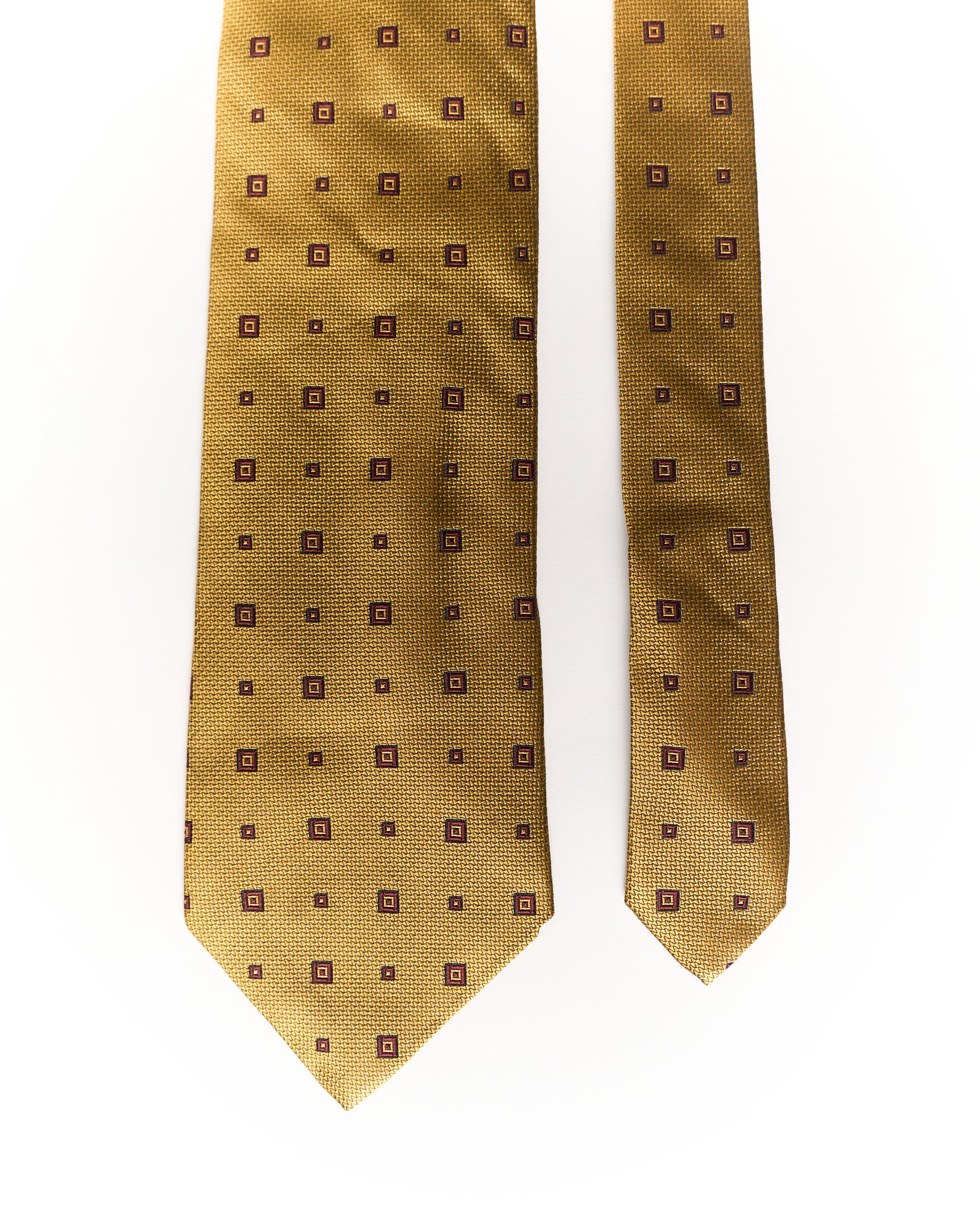 Profuomo Yellow and Red Square Dotted Silk Tie