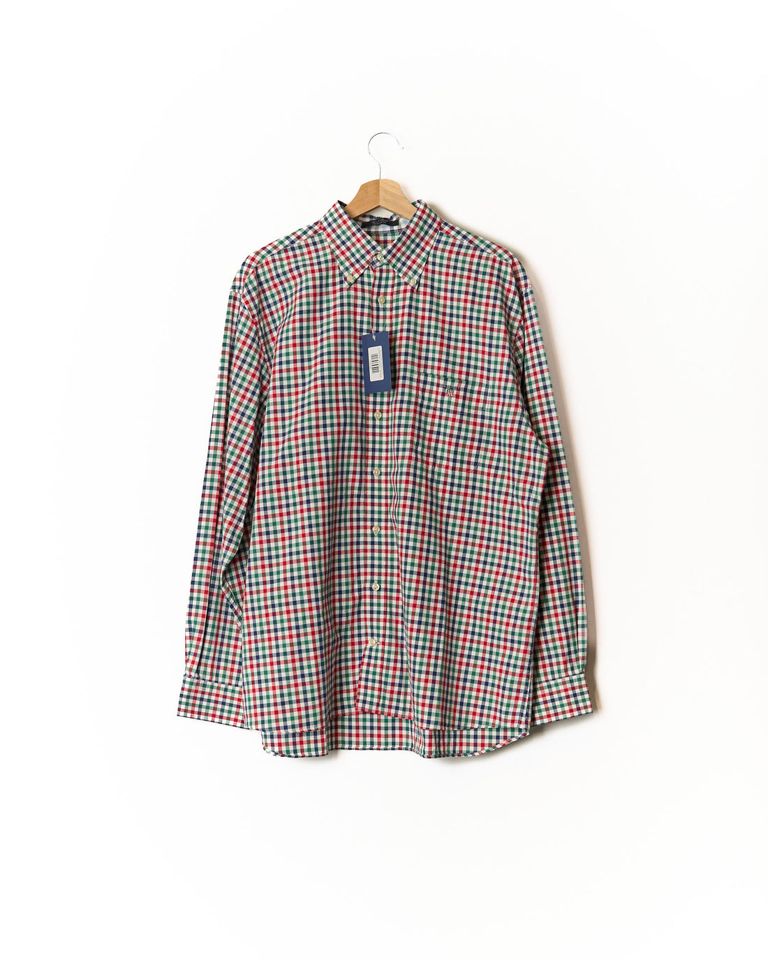 Gant Dark Green, Red, Navy and White Checkered Pinpoint Oxford Regular Fit Button-Down Cotton Shirt