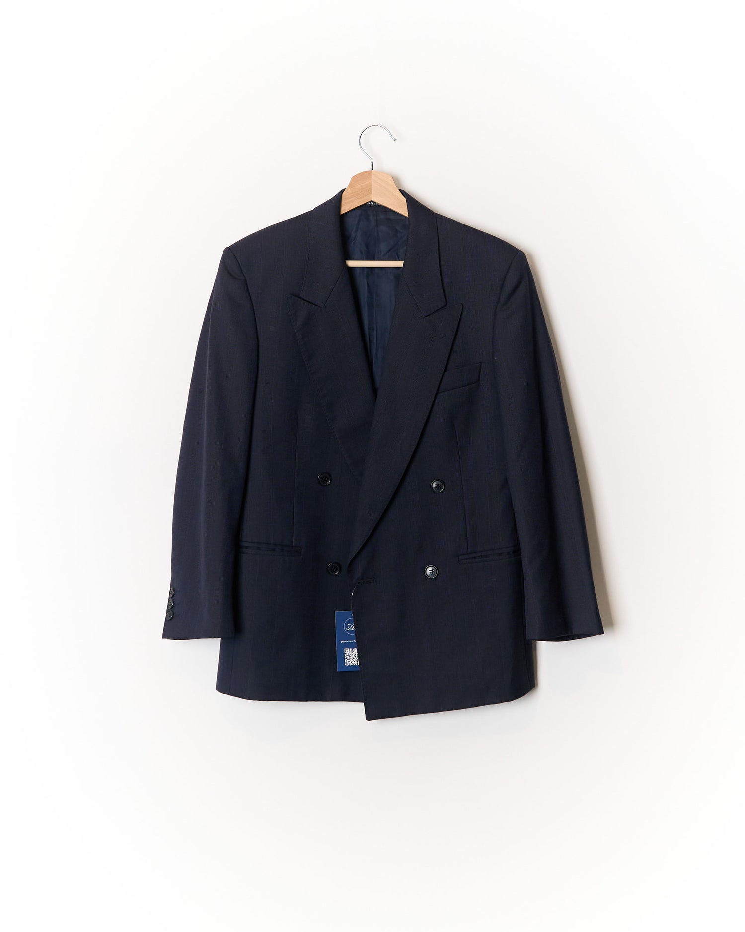 Oscar Jacobson Navy Double Chested New Wool Blazer