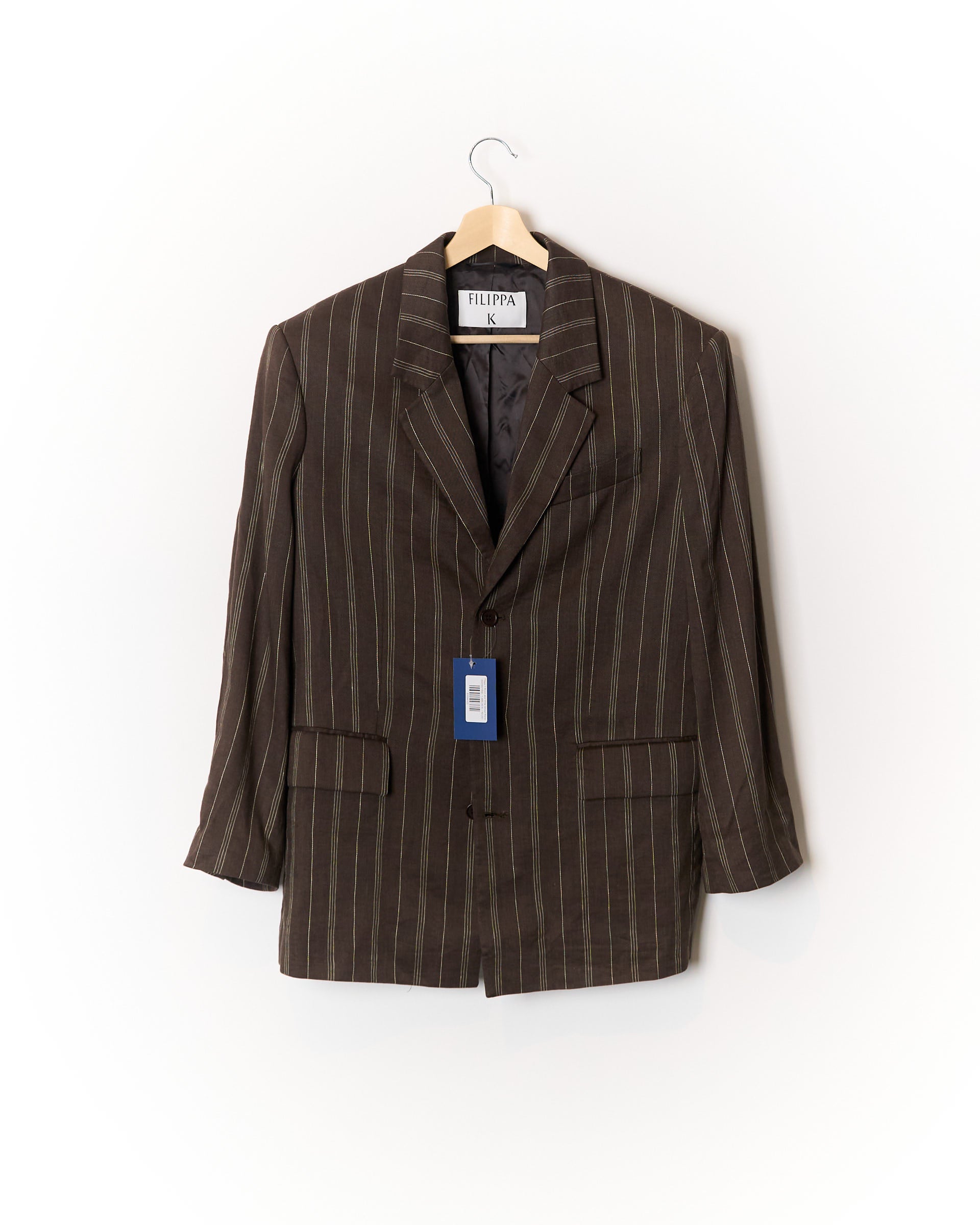 Filippa K Brown and White Striped Blazer
