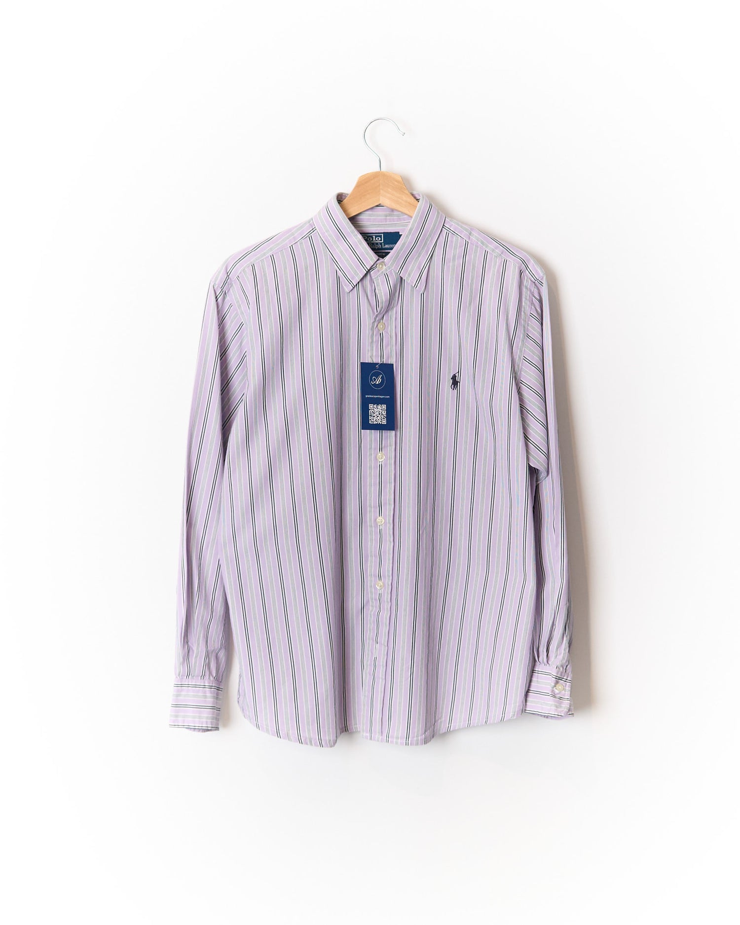 Polo Ralph Lauren Purple, White and Navy Striped Andrew Cotton Shirt