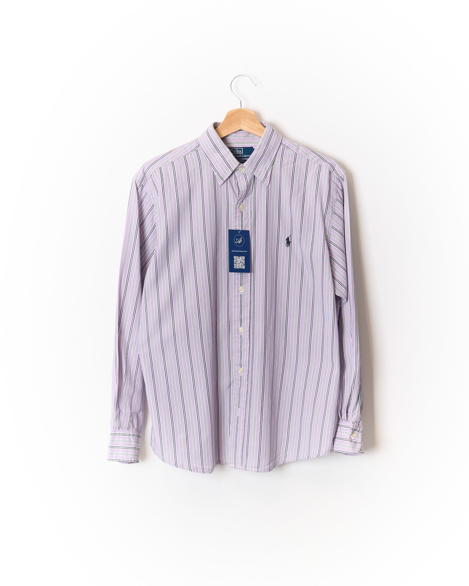 Polo Ralph Lauren Purple, White and Navy Striped Andrew Cotton Shirt