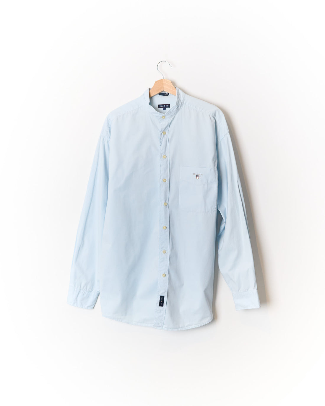 Gant Light Blue Peach Poplin China Collar Cotton Shirt