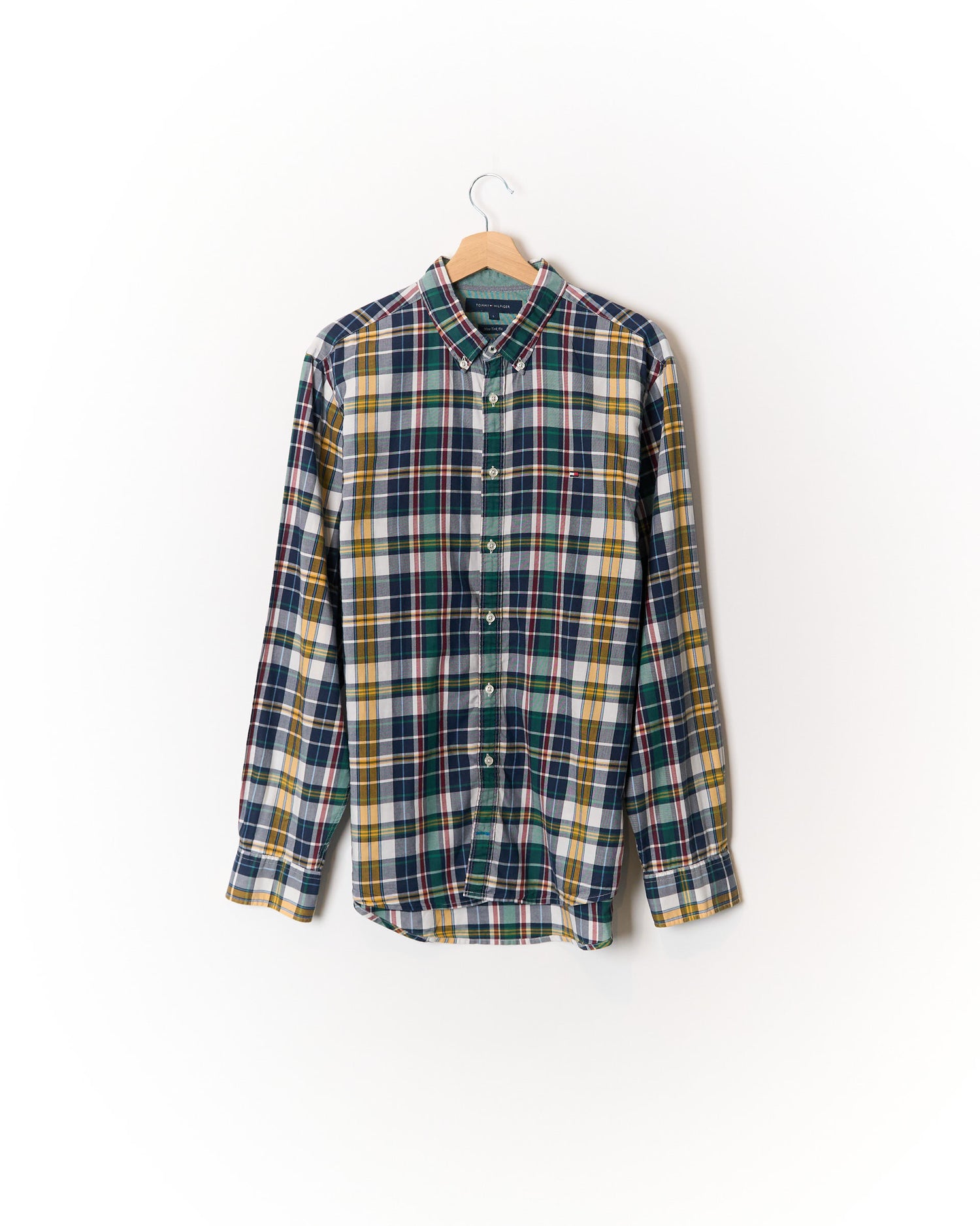 Tommy Hilfiger Green, Navy, Red and Yellow New York Fit Button Down Cotton Shirt