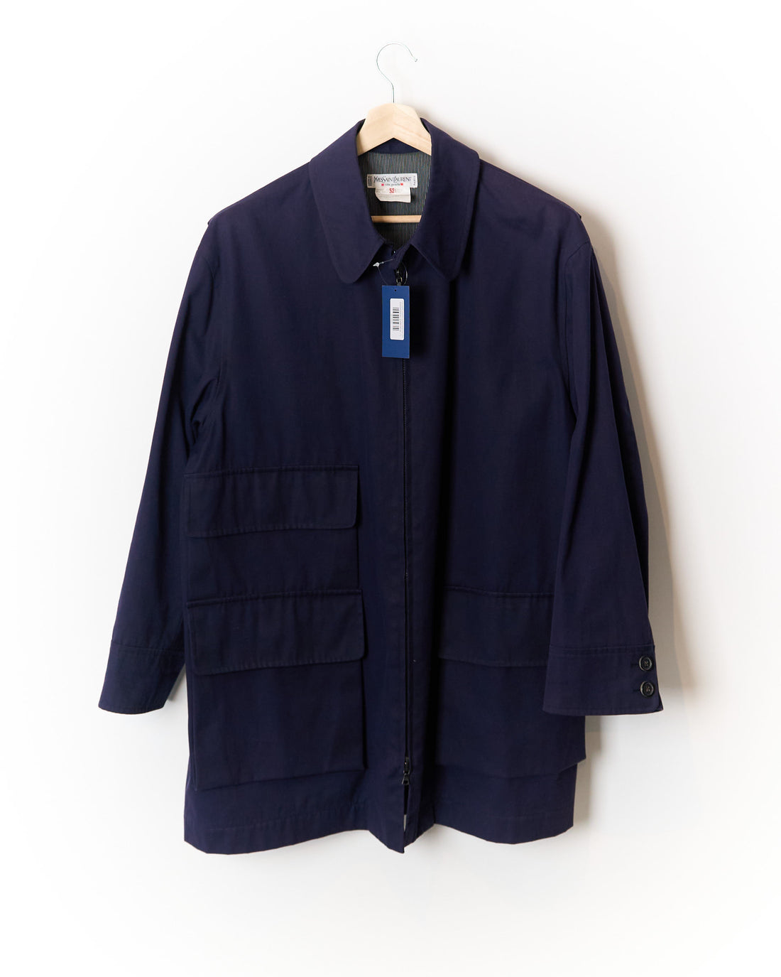 Yves Saint Laurent Navy Cotton Zip Coat
